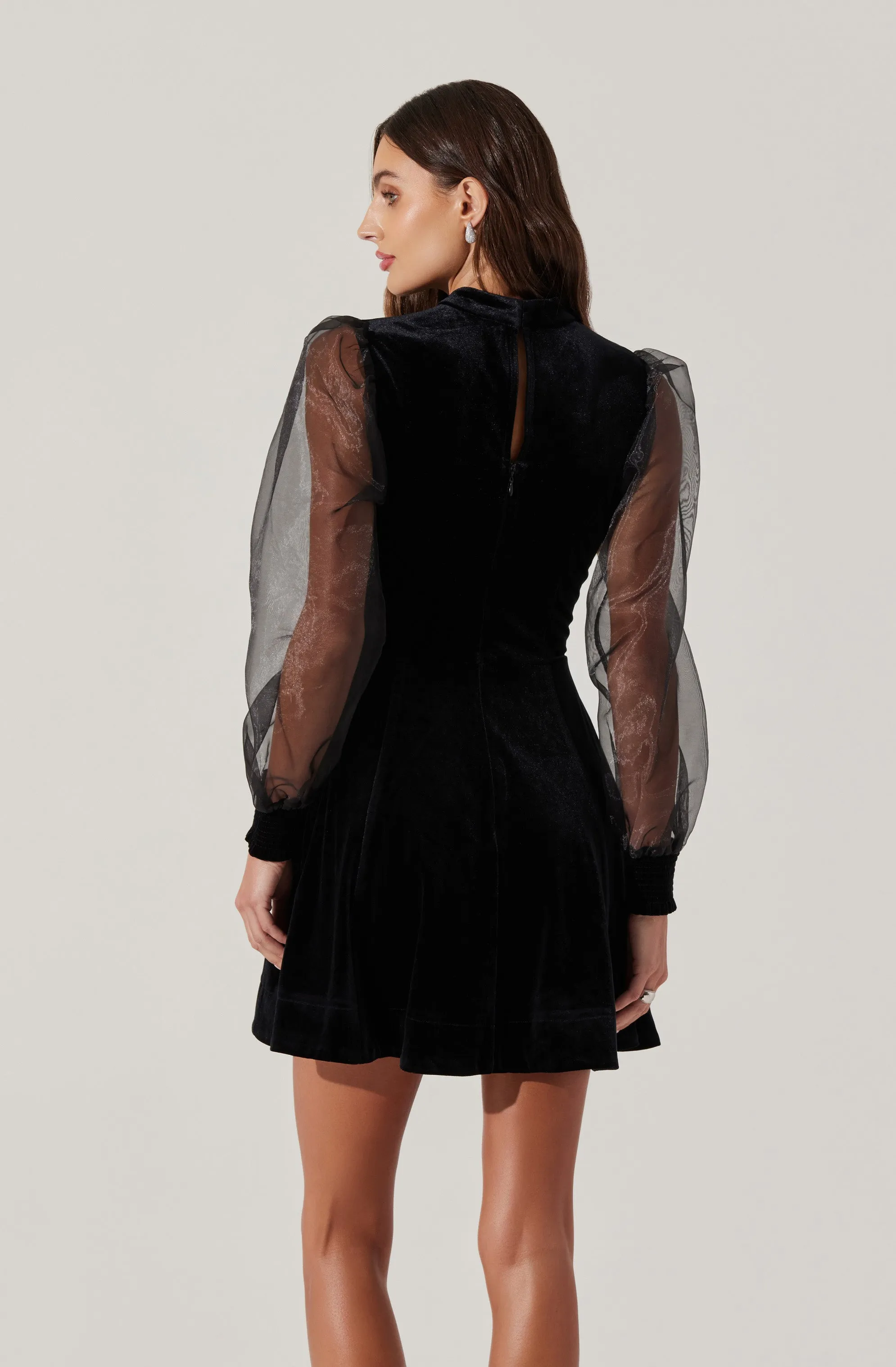 BestSelling Velvet Sheer Puff Sleeve Dress  Limited Availability!