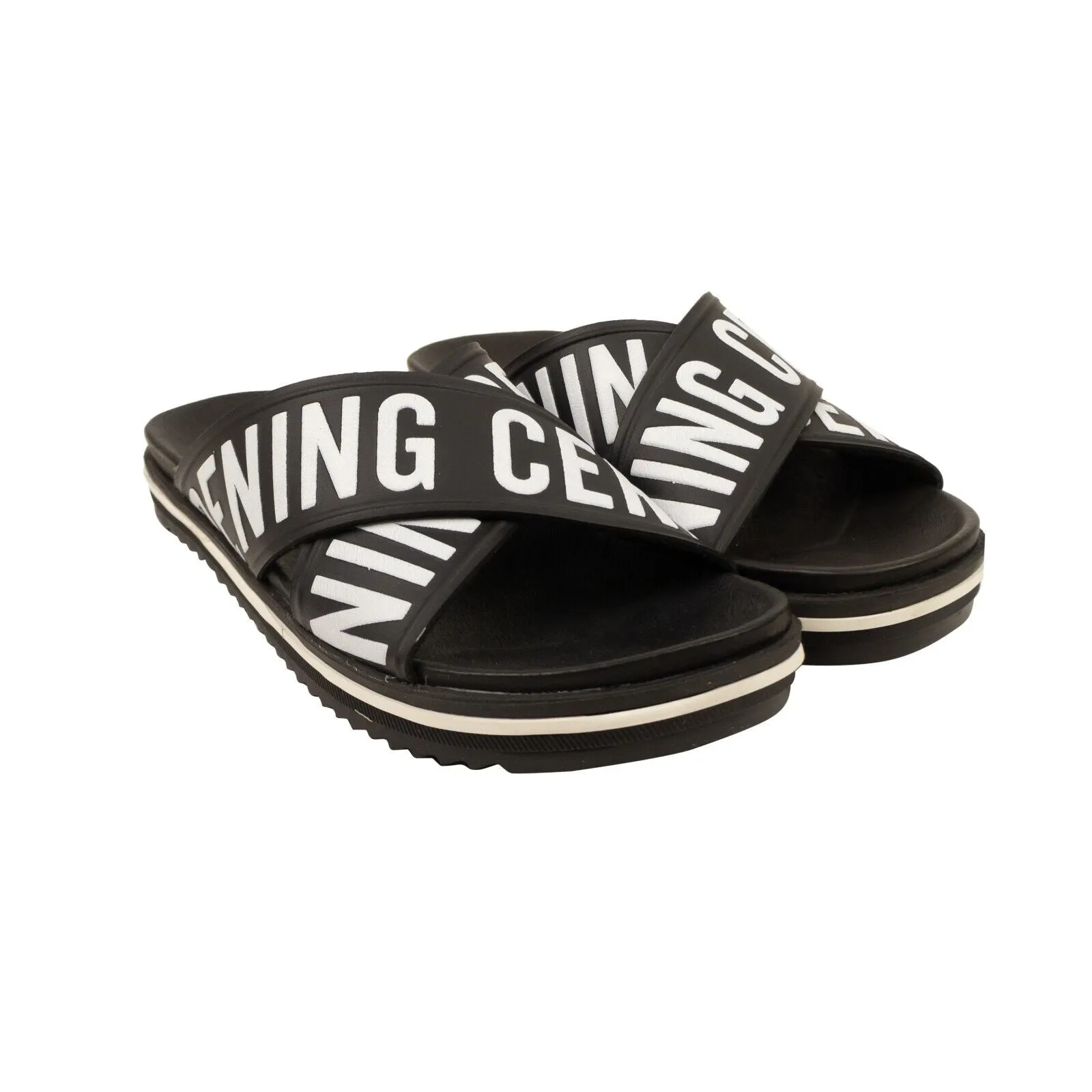 Black Rubber Cross Strap Berkley Slides