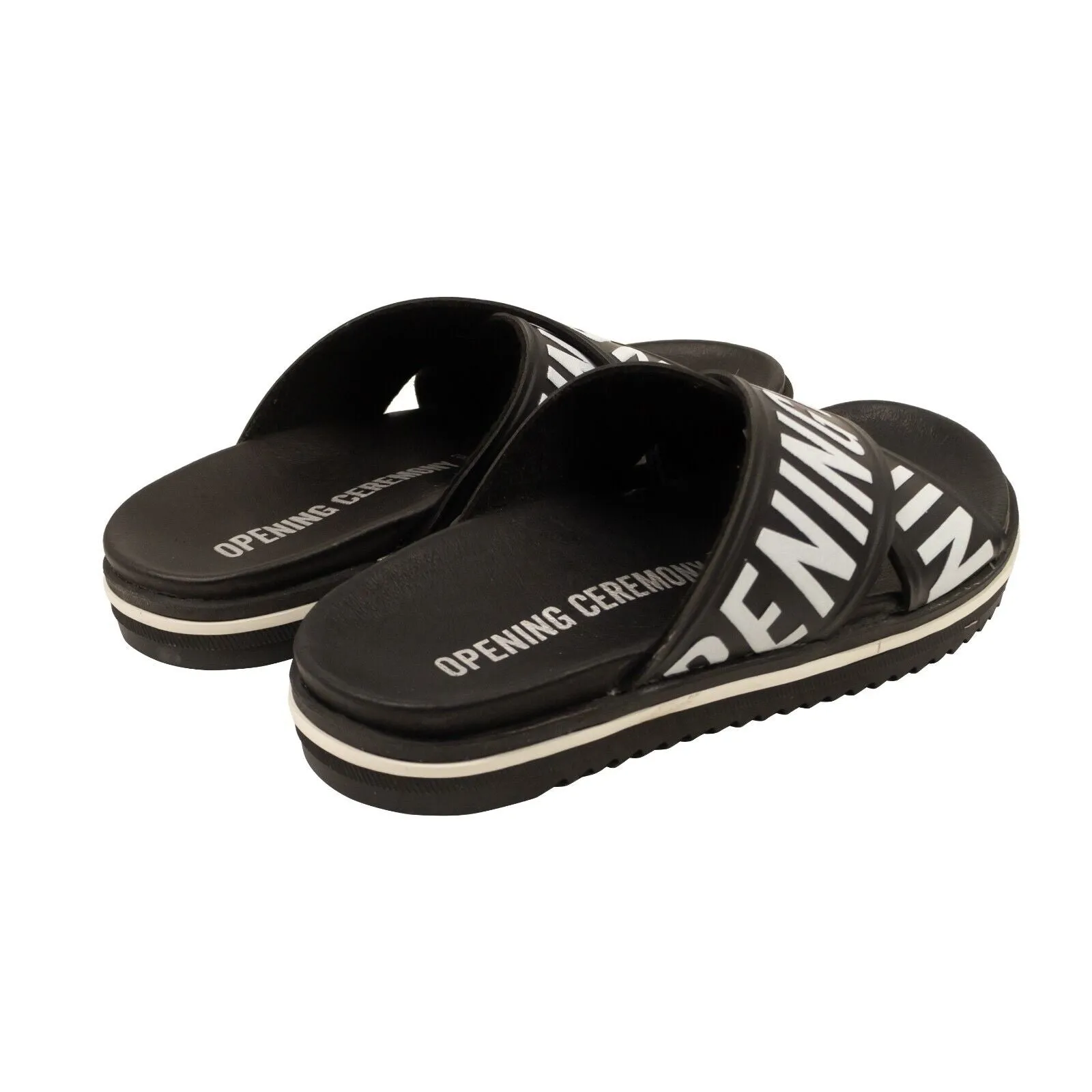 Black Rubber Cross Strap Berkley Slides