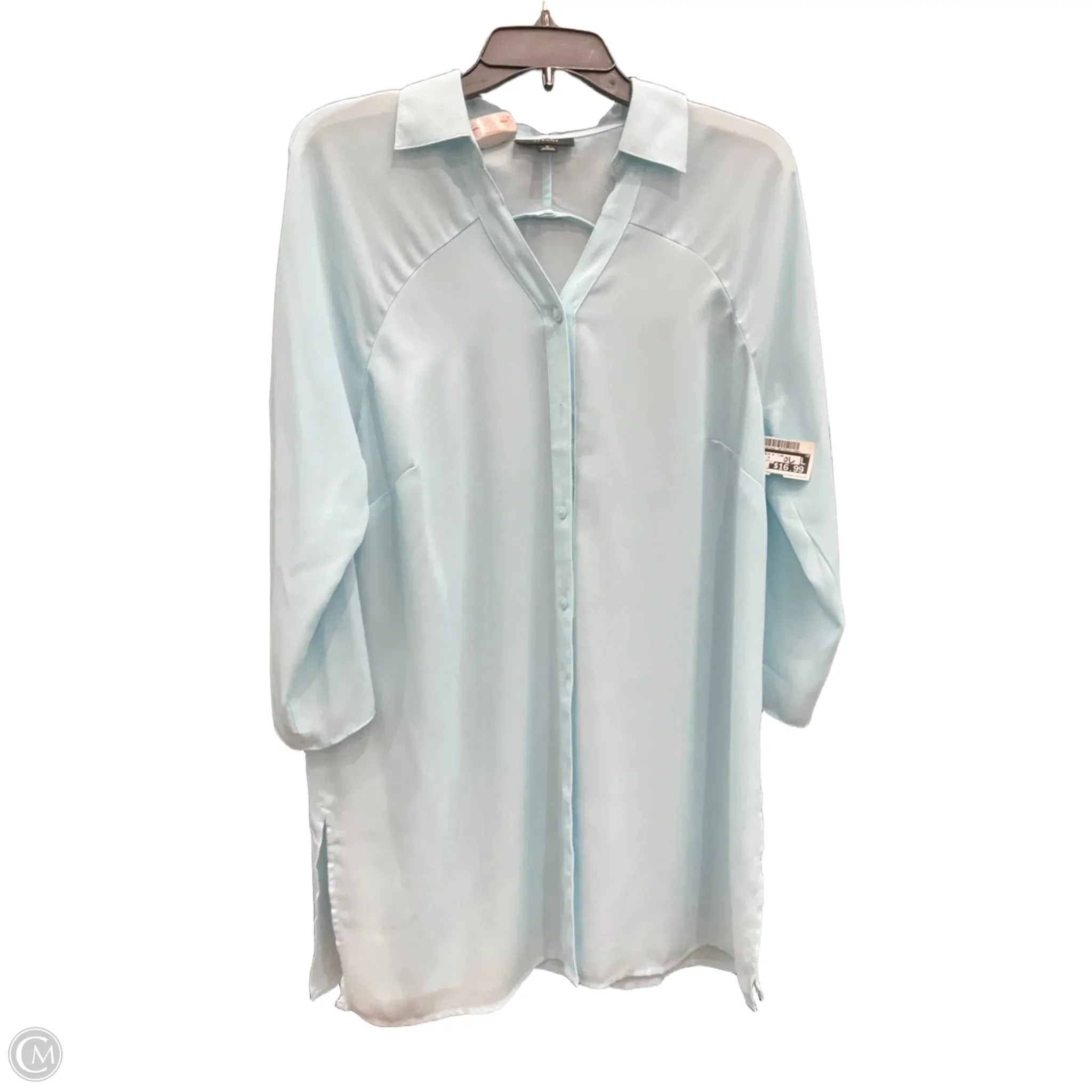 Blouse 3/4 Sleeve By Alfani In Blue, Size: M