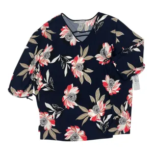 Blouse 3/4 Sleeve By Catherines In Navy, Size:4X