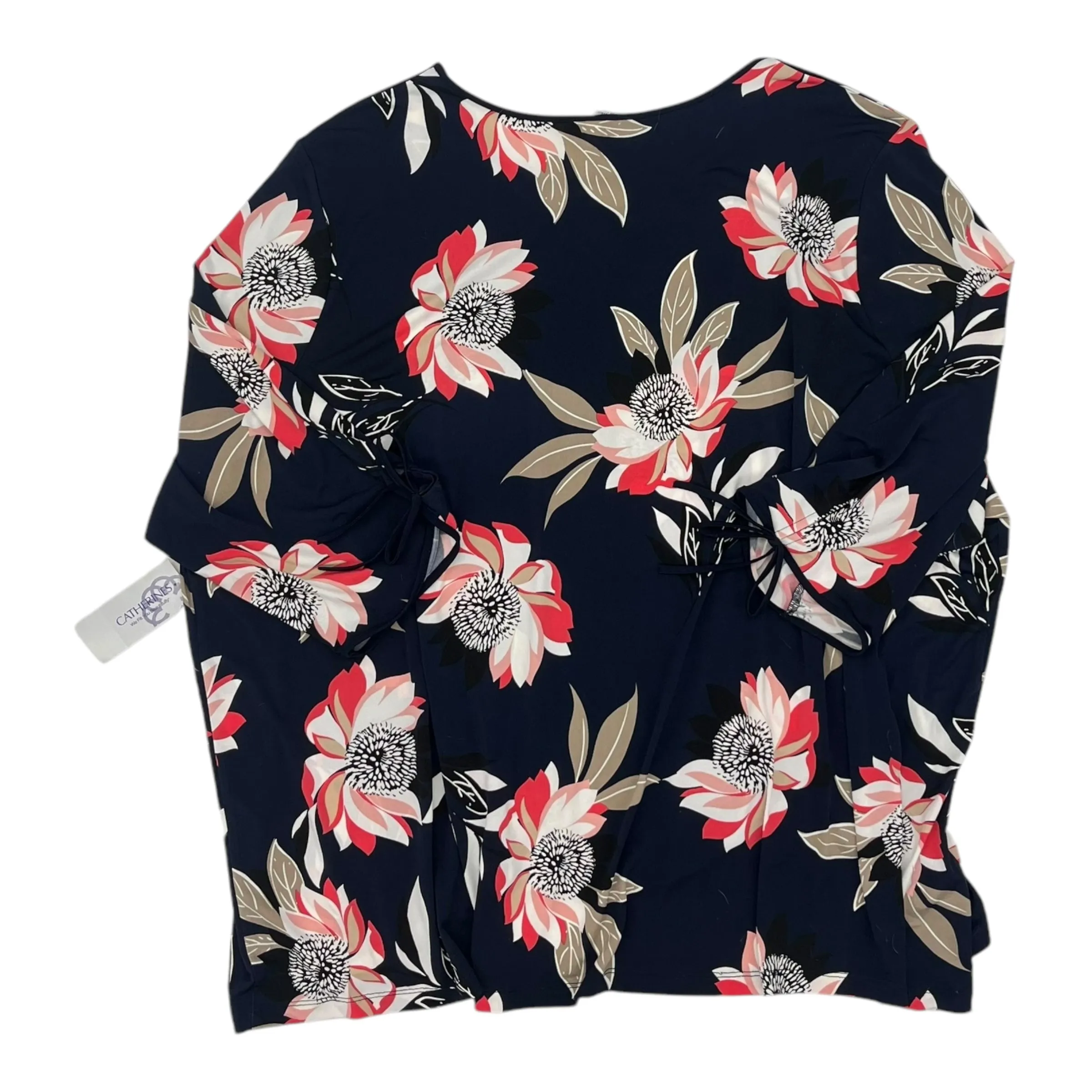 Blouse 3/4 Sleeve By Catherines In Navy, Size:4X