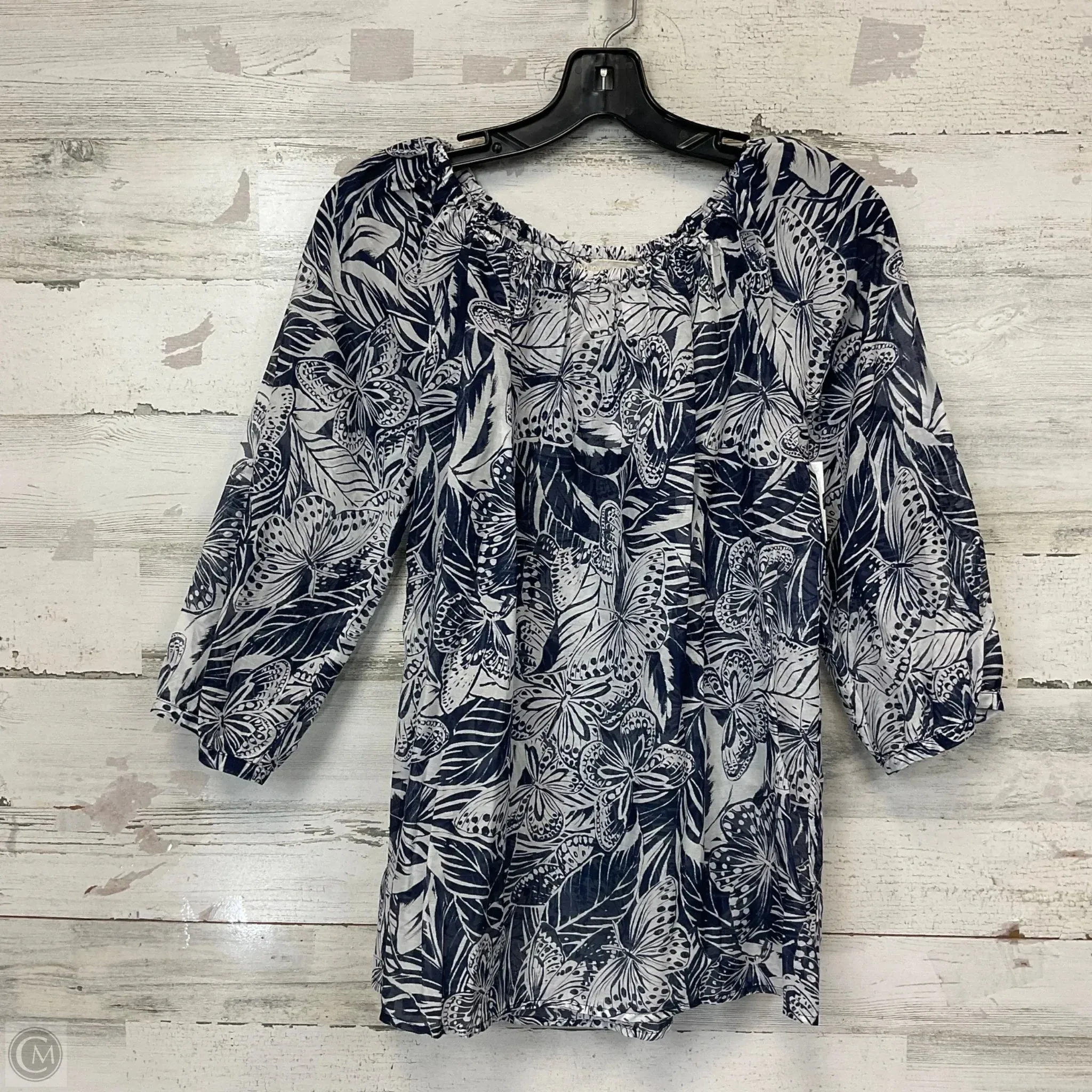 Blouse 3/4 Sleeve By Johnny Was In Blue, Size: Xs