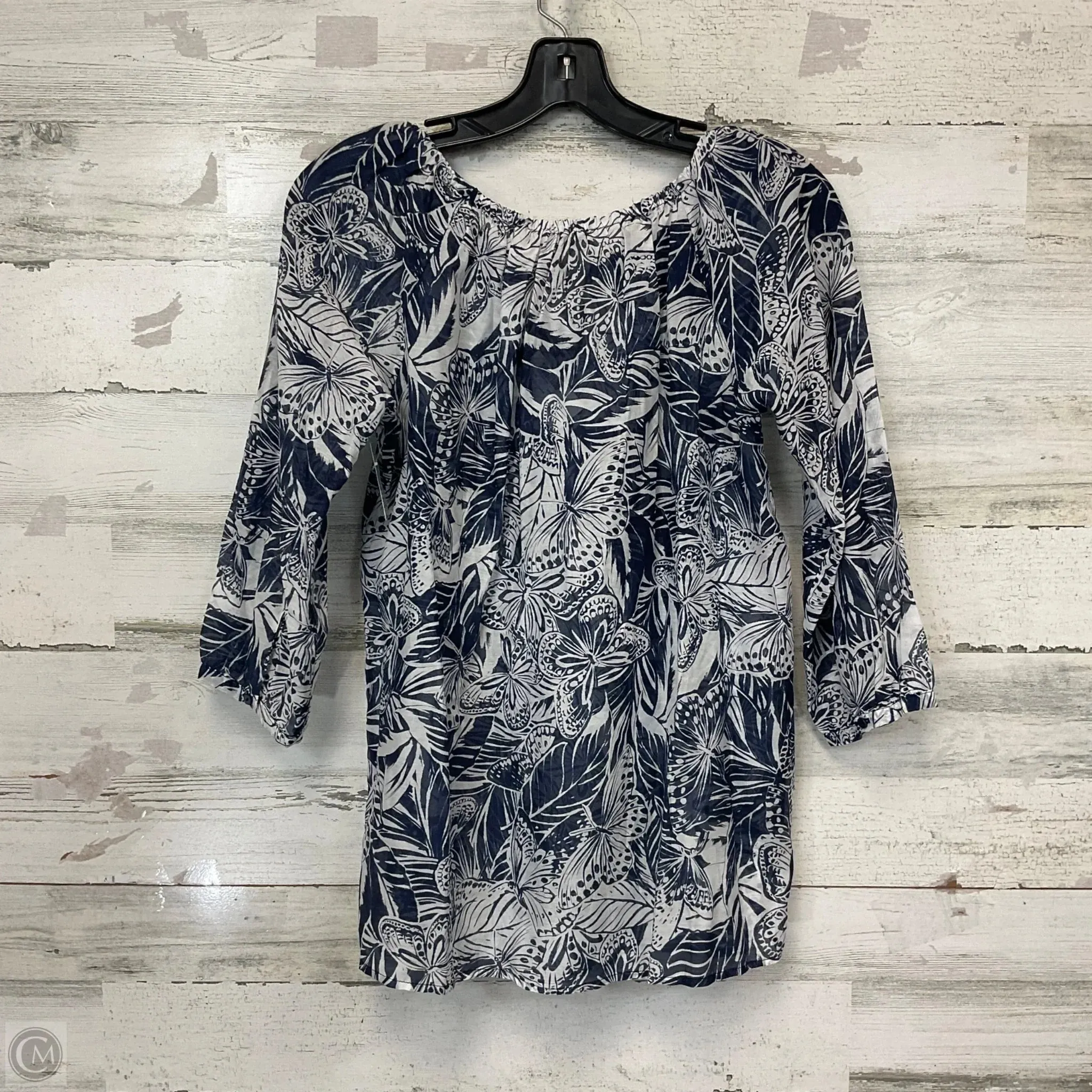 Blouse 3/4 Sleeve By Johnny Was In Blue, Size: Xs