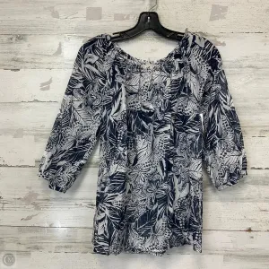 Blouse 3/4 Sleeve By Johnny Was In Blue, Size: Xs