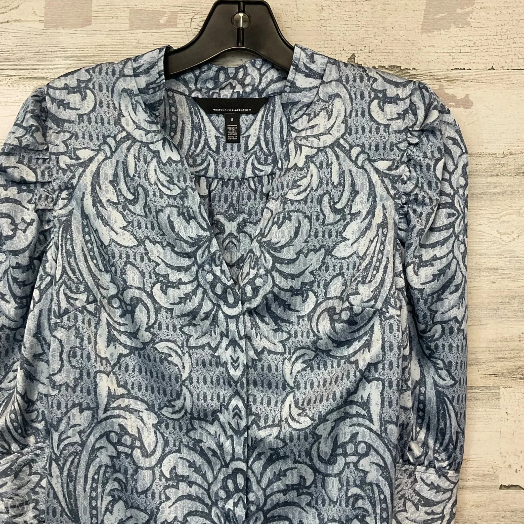 Blouse 3/4 Sleeve By White House Black Market In Blue, Size: Xs