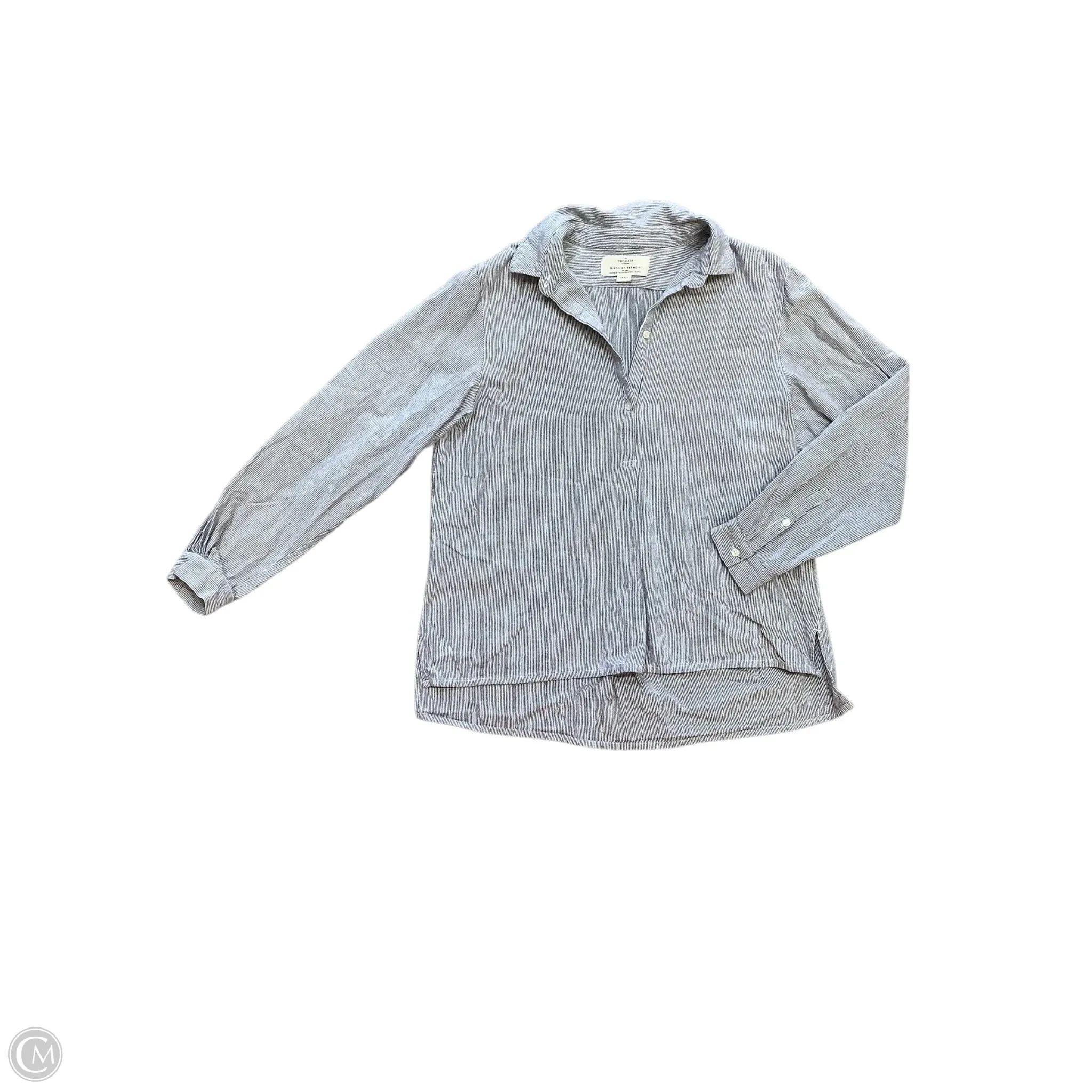 Blouse Long Sleeve By Birds Of Paradis By Trovata In Blue & White, Size: S