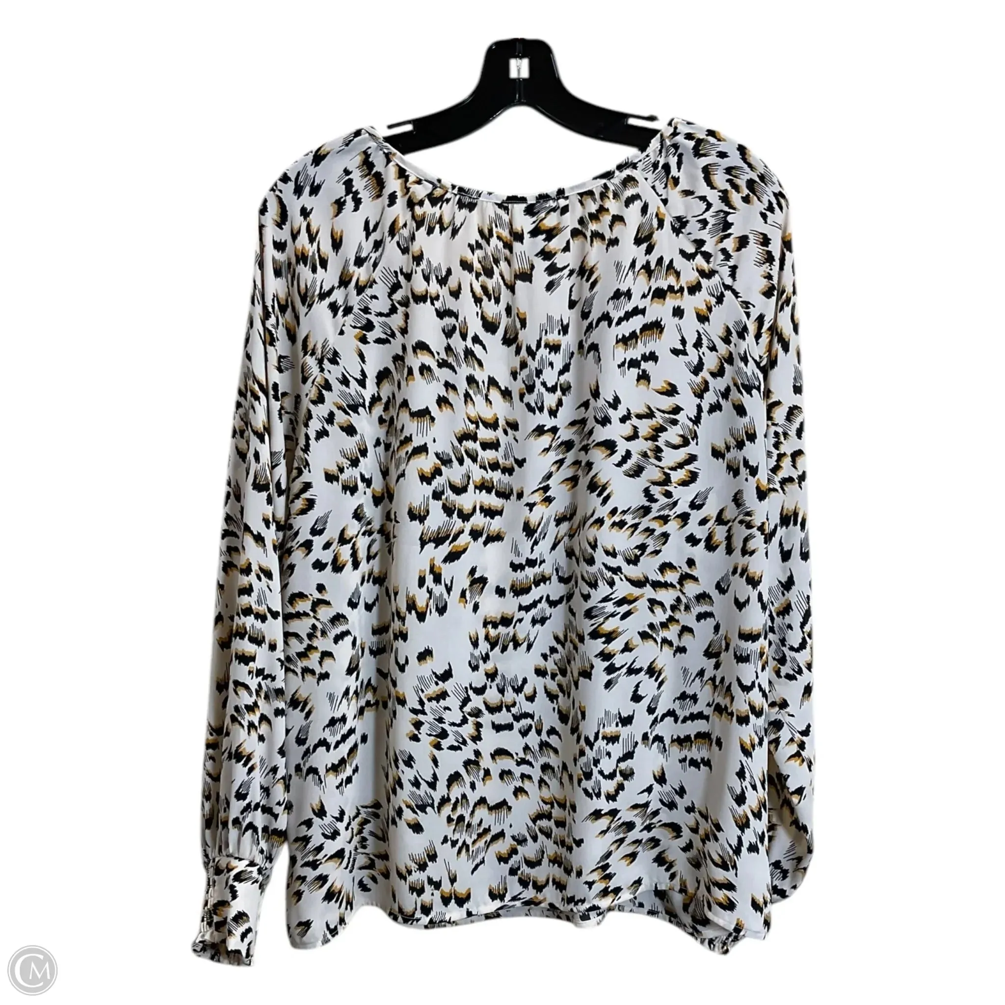 Blouse Long Sleeve By Cabi In Black & Cream, Size: L