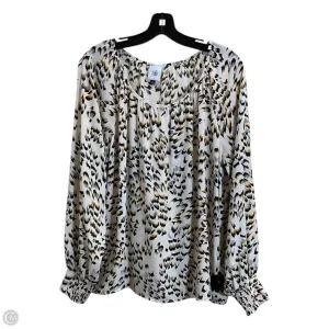 Blouse Long Sleeve By Cabi In Black & Cream, Size: L