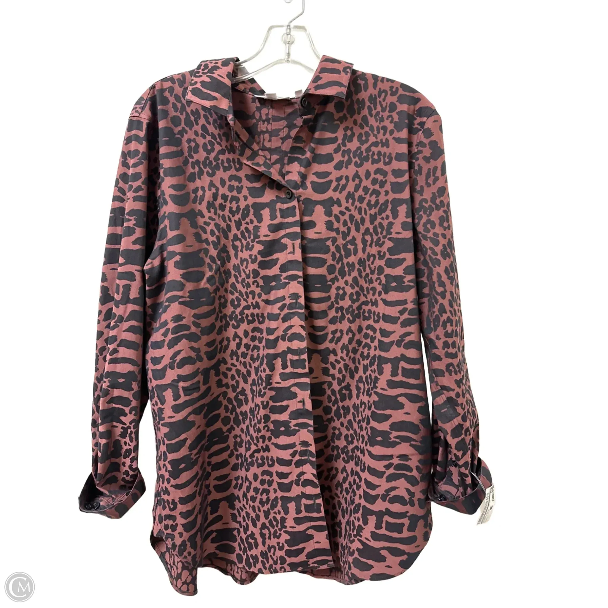 Blouse Long Sleeve By Chicos In Black & Brown, Size: L