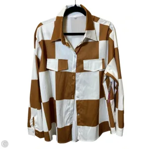 Blouse Long Sleeve By Cmc In Brown & Cream, Size: 3x