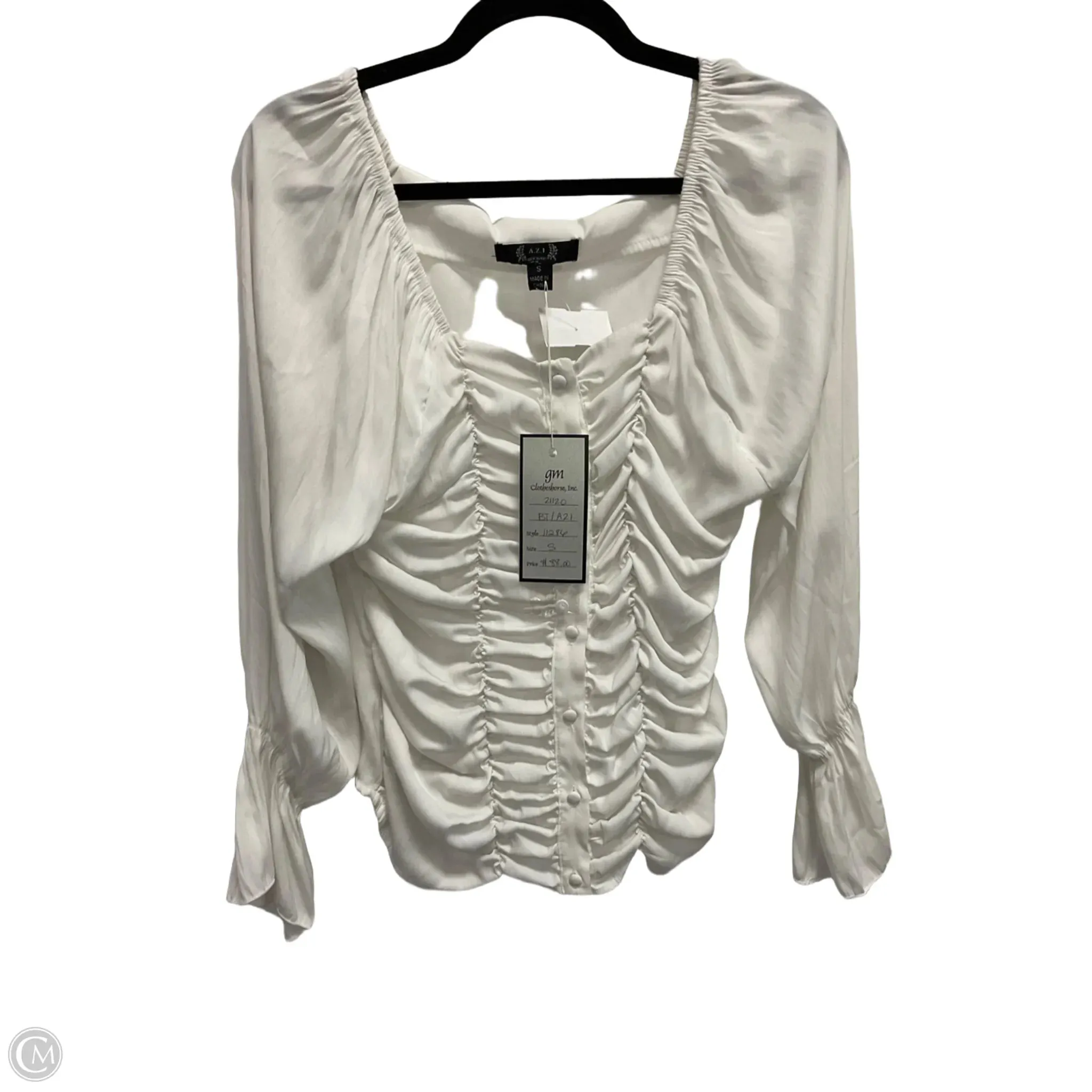 Blouse Long Sleeve By Cmc In White, Size: S