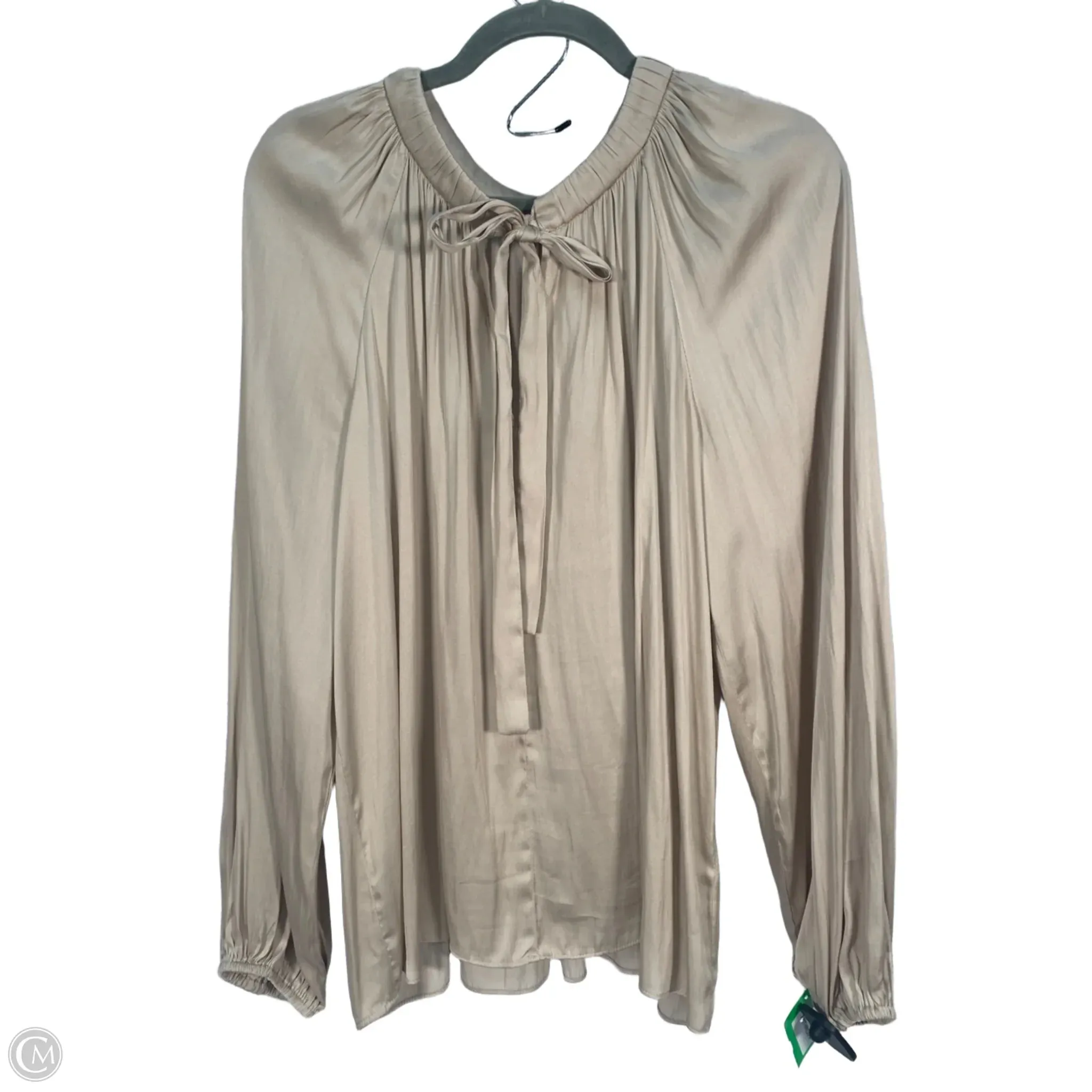 Blouse Long Sleeve By Current Air In Tan, Size: L