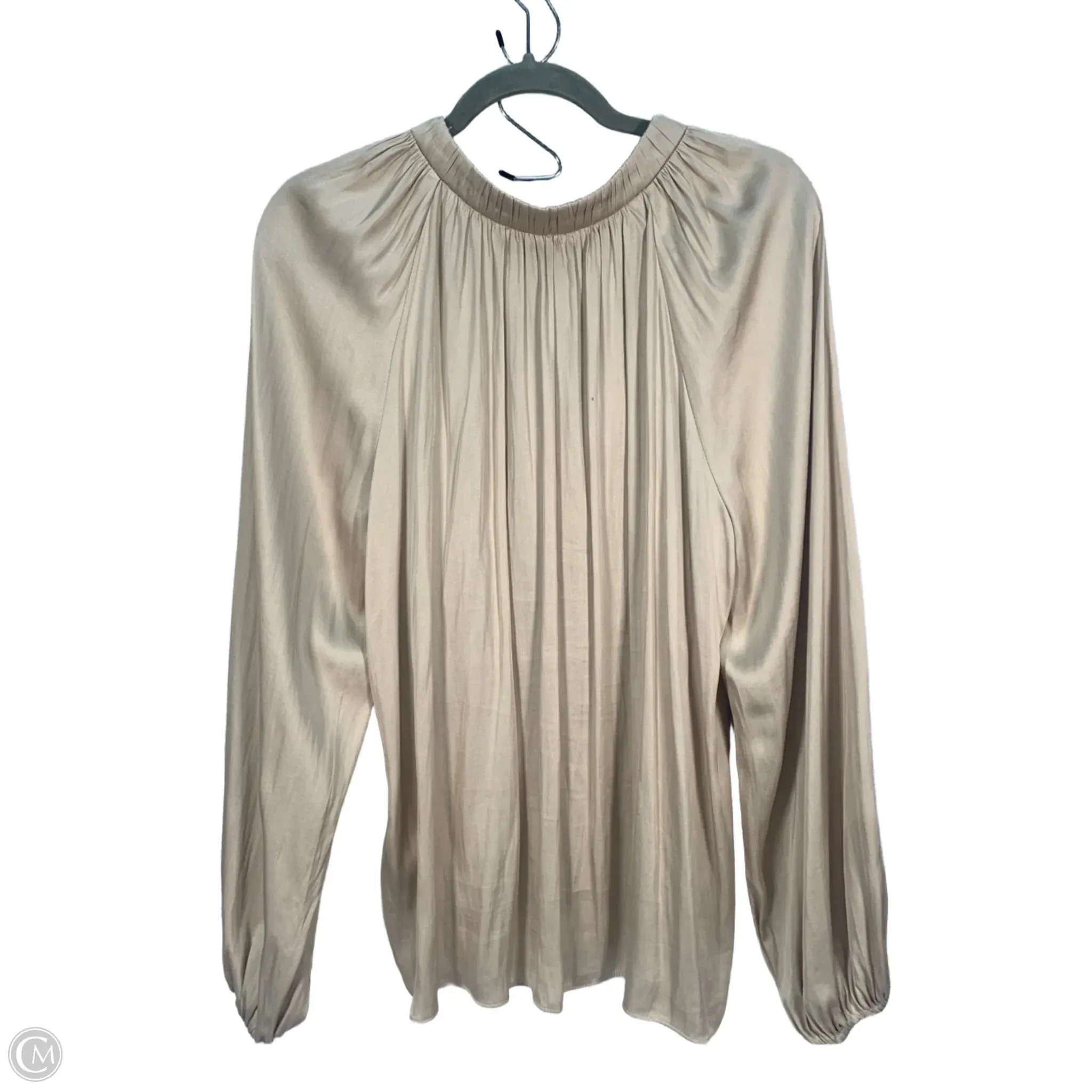 Blouse Long Sleeve By Current Air In Tan, Size: L