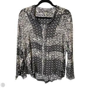Blouse Long Sleeve By Free People In Black & Cream, Size: L