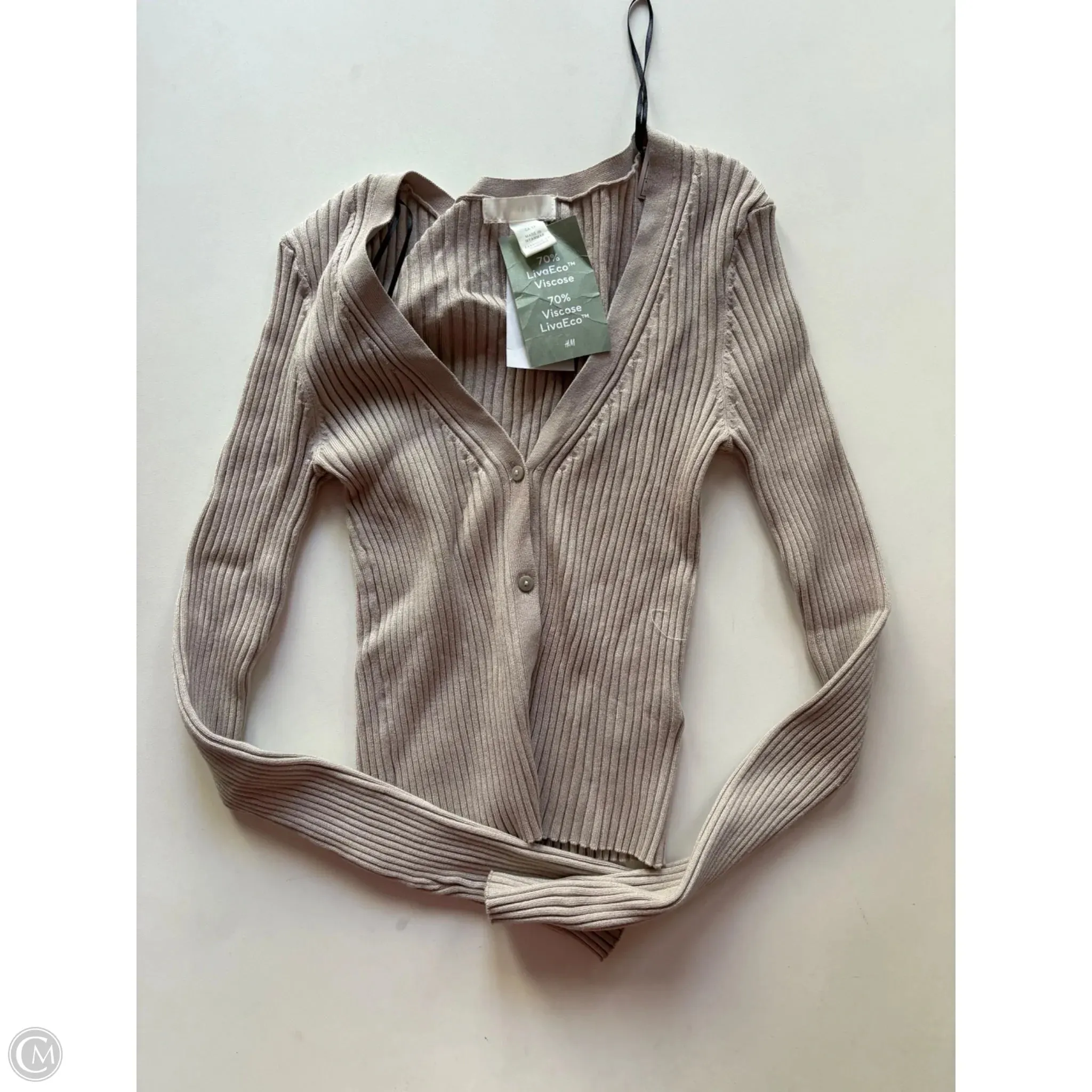 Blouse Long Sleeve By H&m In Tan, Size: Xs