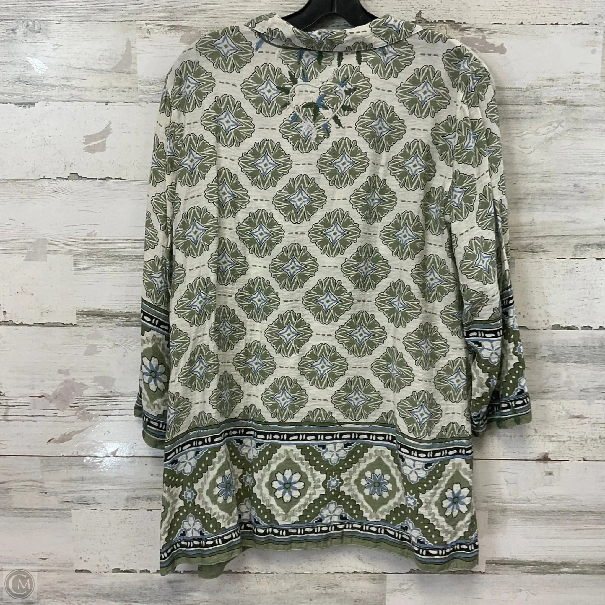 Blouse Long Sleeve By John Mark In Green, Size: L