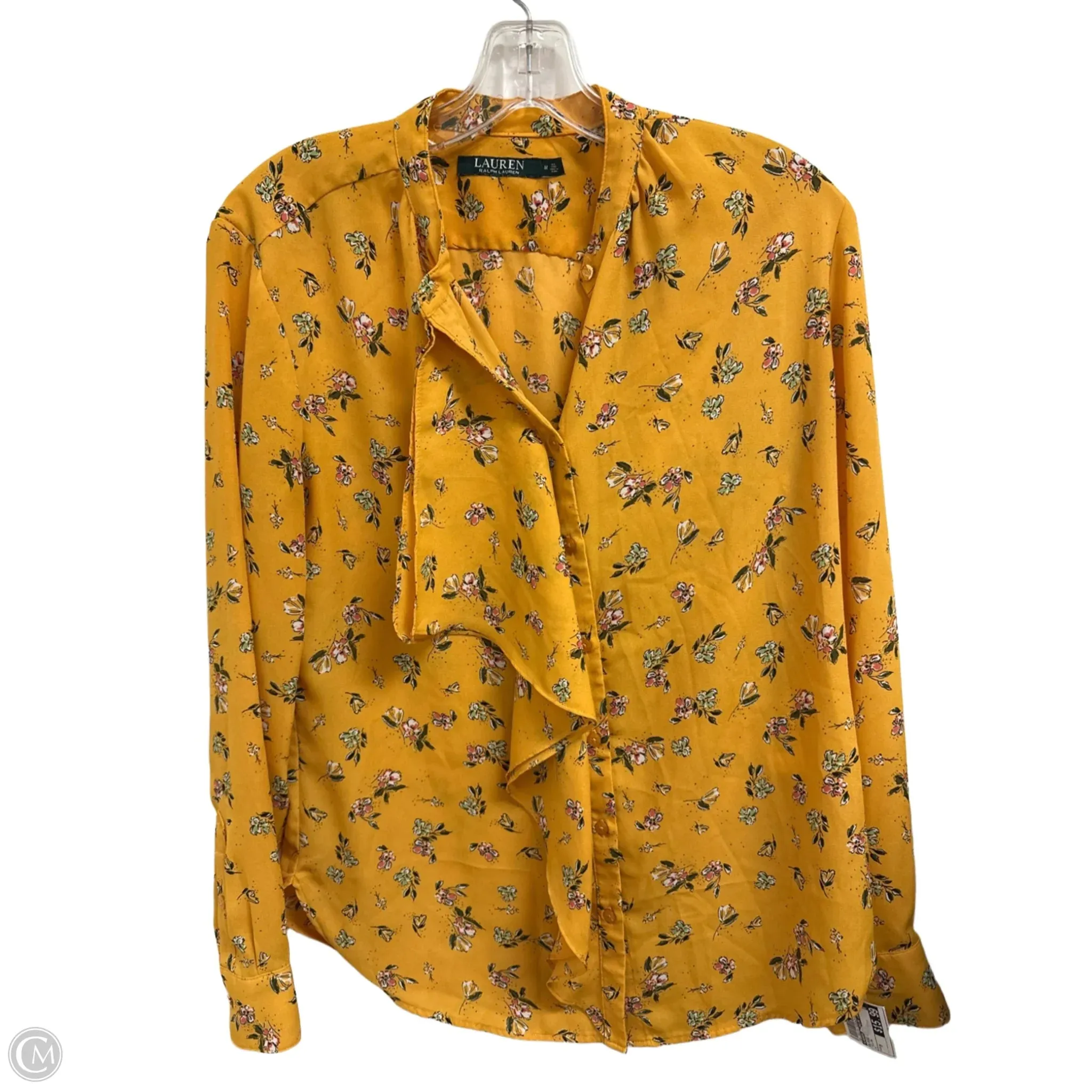 Blouse Long Sleeve By Lauren By Ralph Lauren In Yellow, Size: M