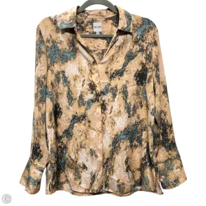 Blouse Long Sleeve By Nic   Zoe In Blue & Tan, Size: S