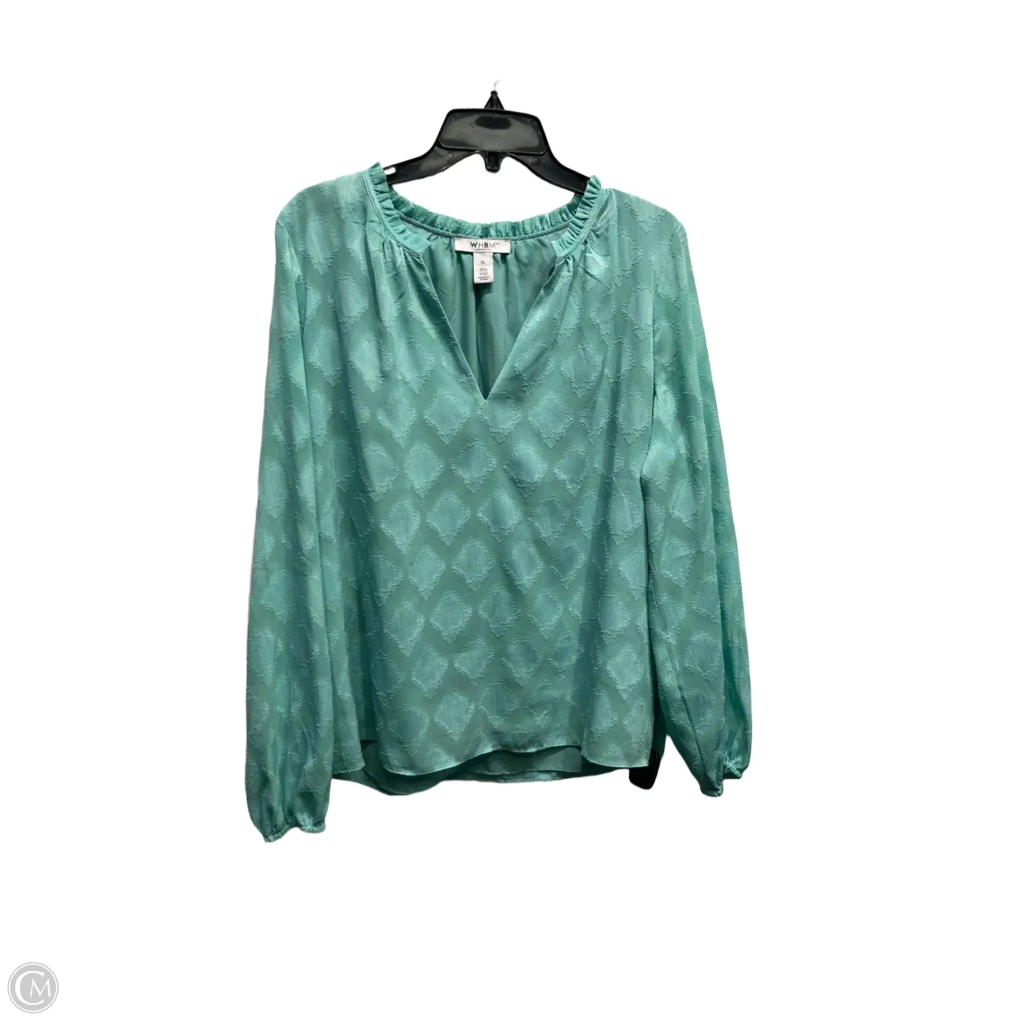 Blouse Long Sleeve By White House Black Market In Green, Size: Xl