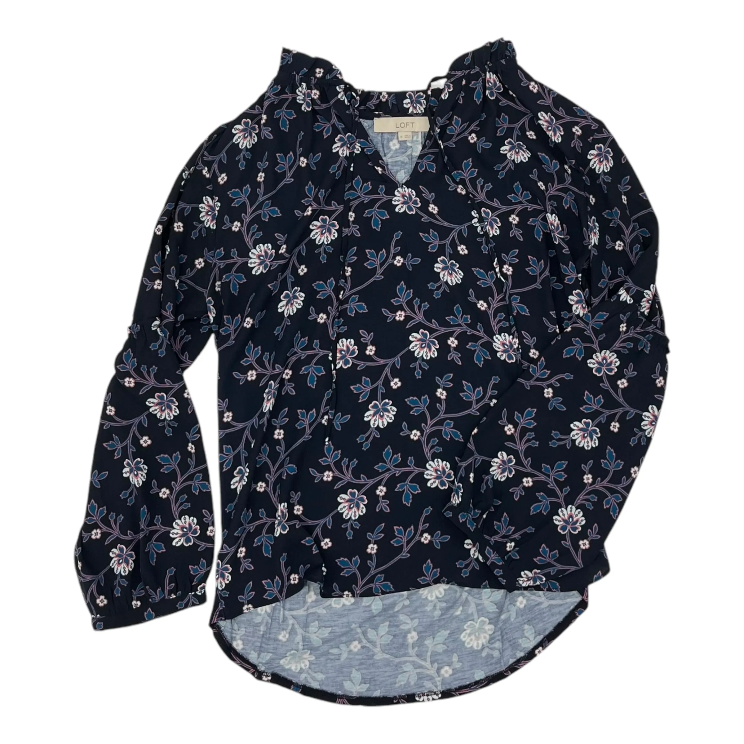 Blouse Ls By Loft In Blue, Size:M