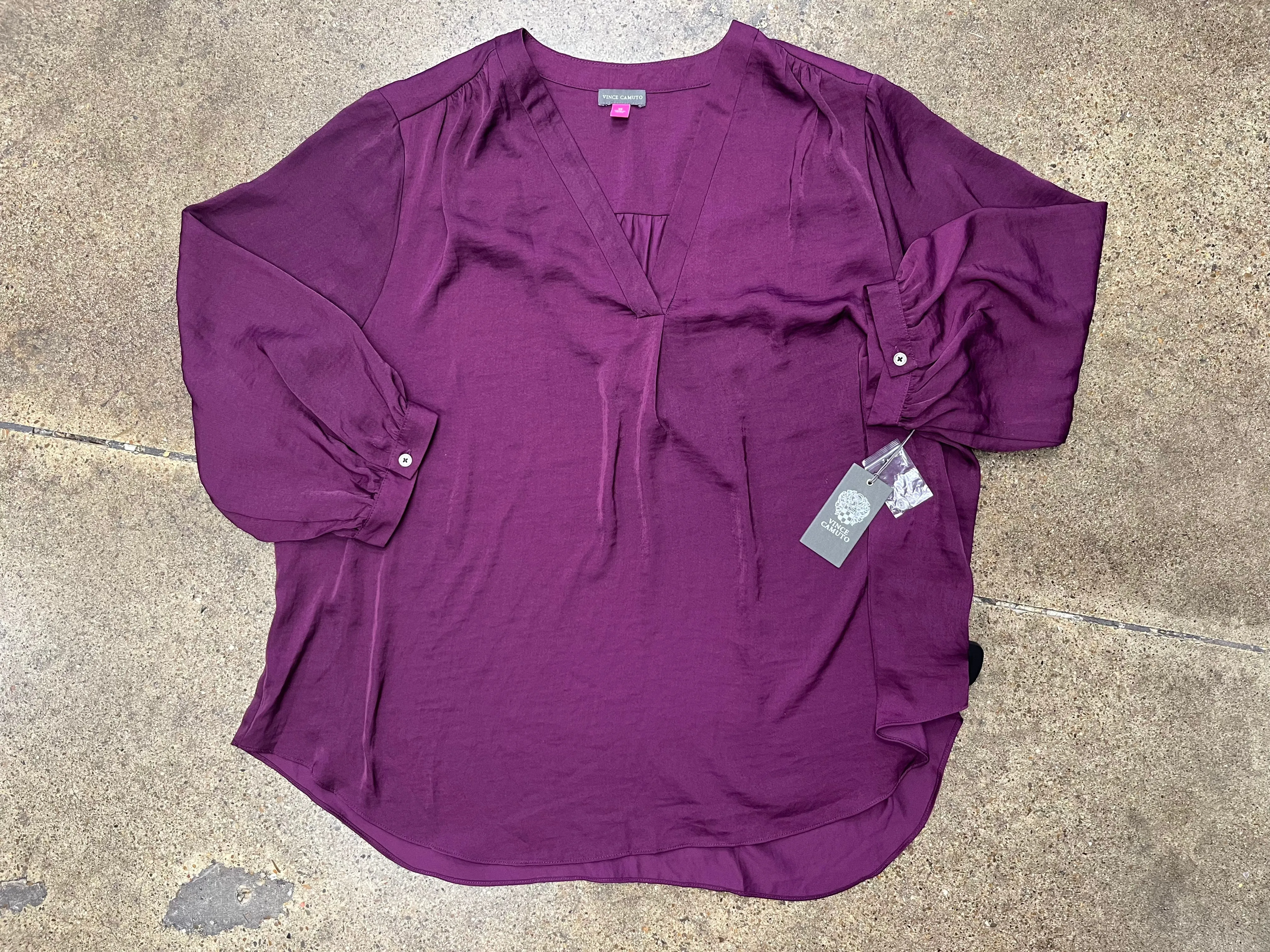 Blouse Ls By Vince Camuto In Purple, Size:3X