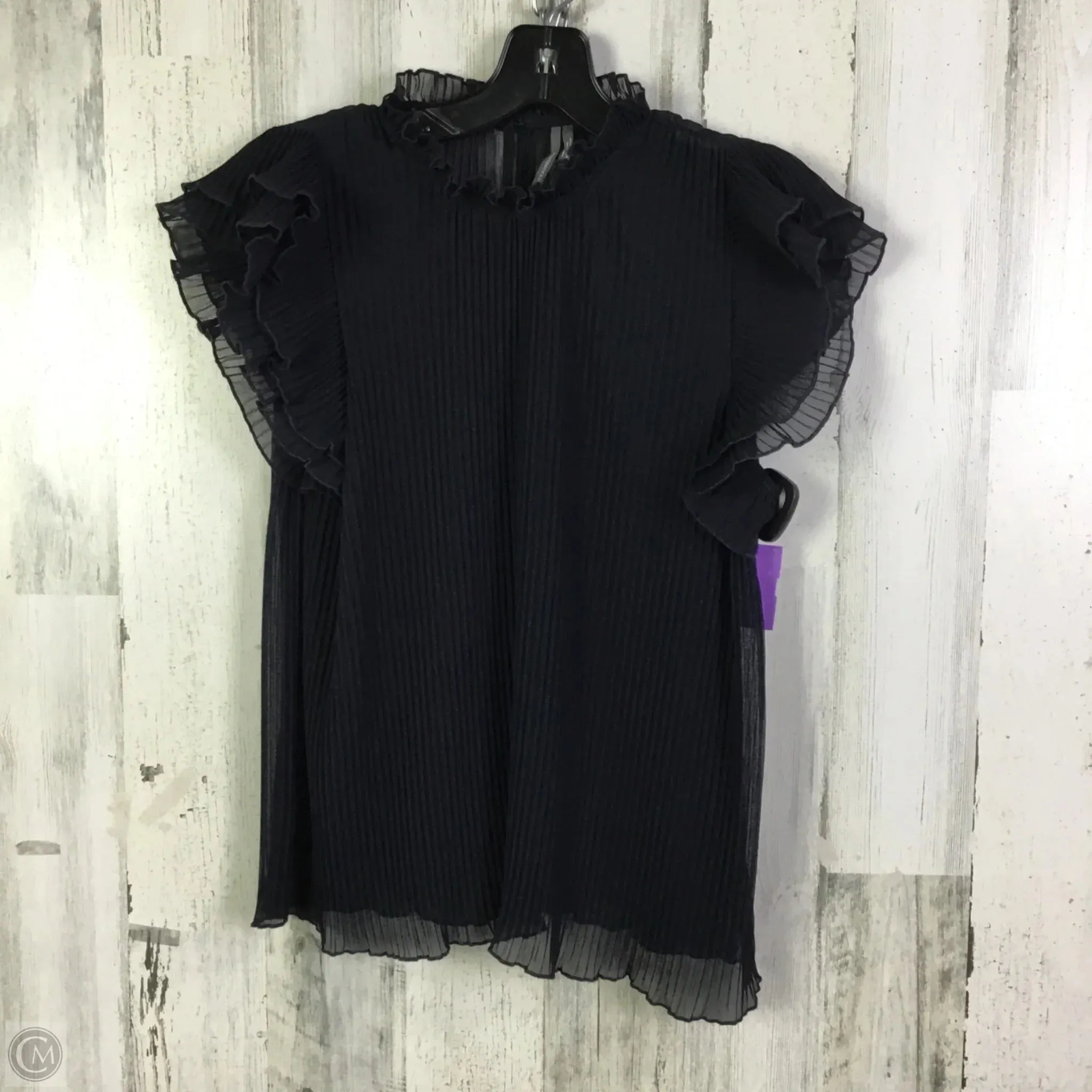 Blouse Short Sleeve By Anthropologie In Navy, Size: S
