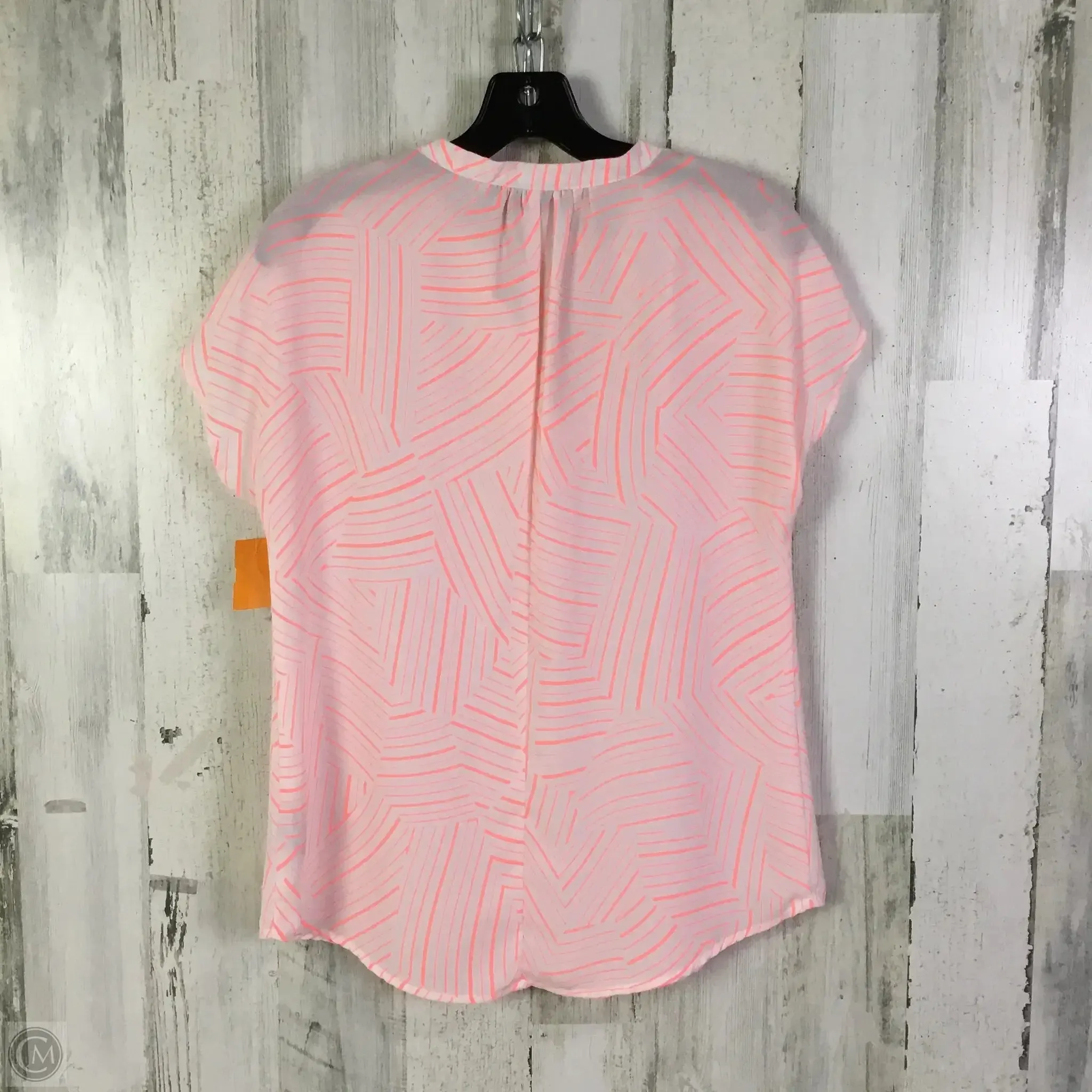Blouse Short Sleeve By Apt 9 In Pink & White, Size: Xs