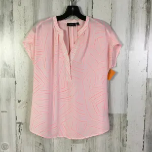 Blouse Short Sleeve By Apt 9 In Pink & White, Size: Xs