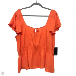 Blouse Short Sleeve By Eloquii In Orange, Size: 18