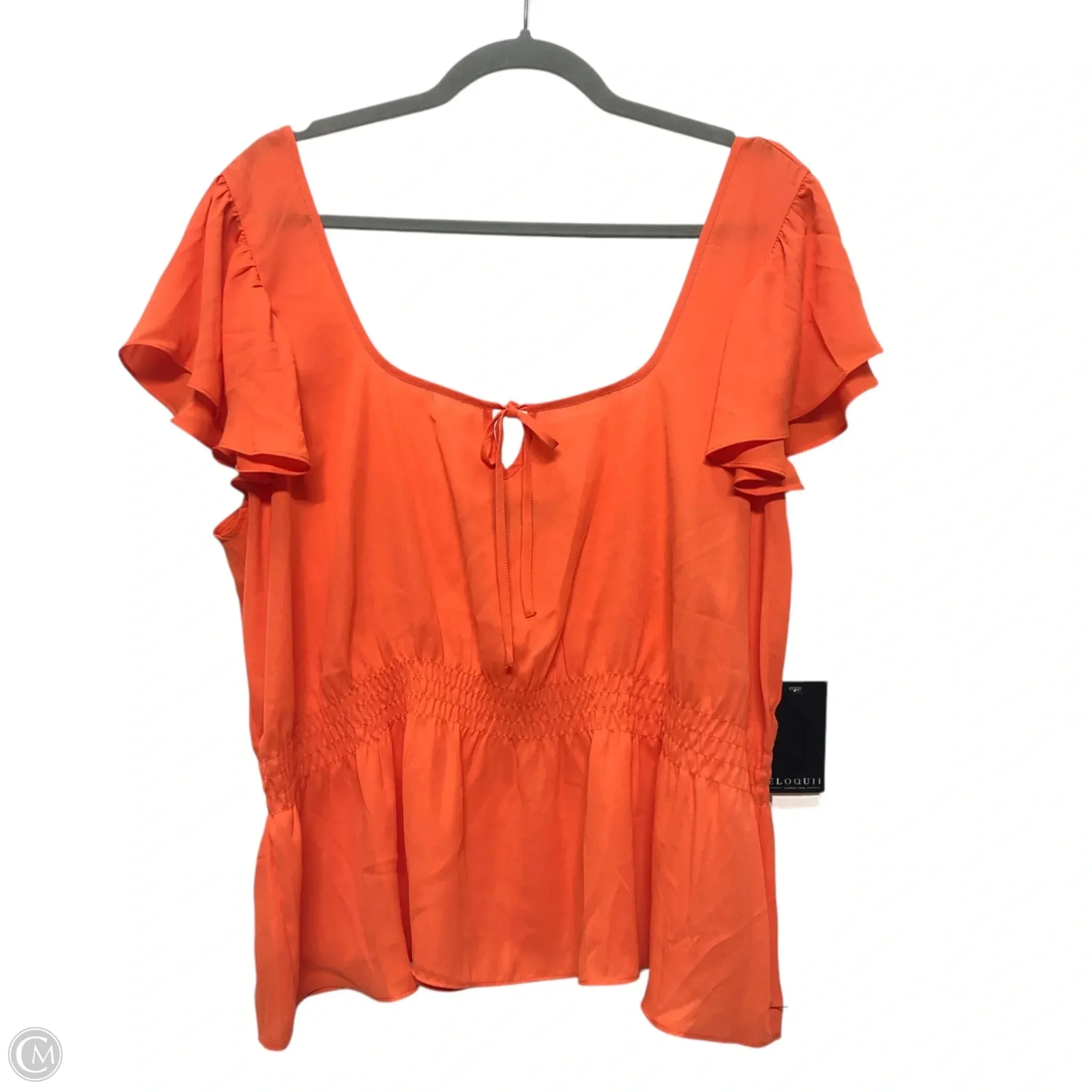 Blouse Short Sleeve By Eloquii In Orange, Size: 18