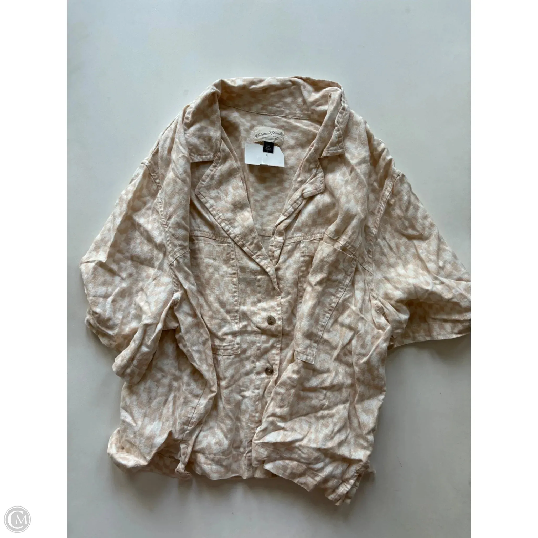 Blouse Short Sleeve By Universal Thread In Tan, Size: Xxl