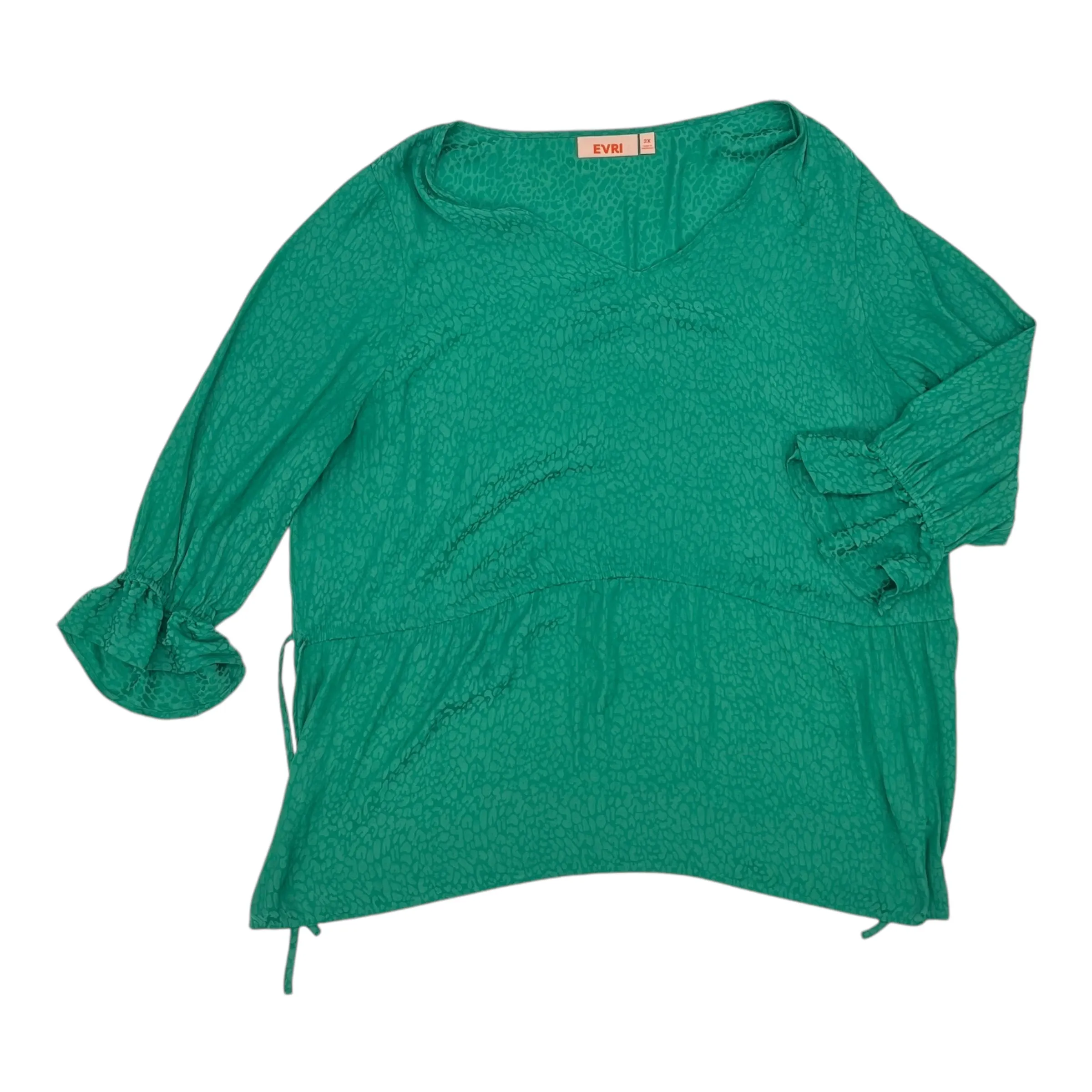 Blouse Ss By Evri In Green, Size:2X