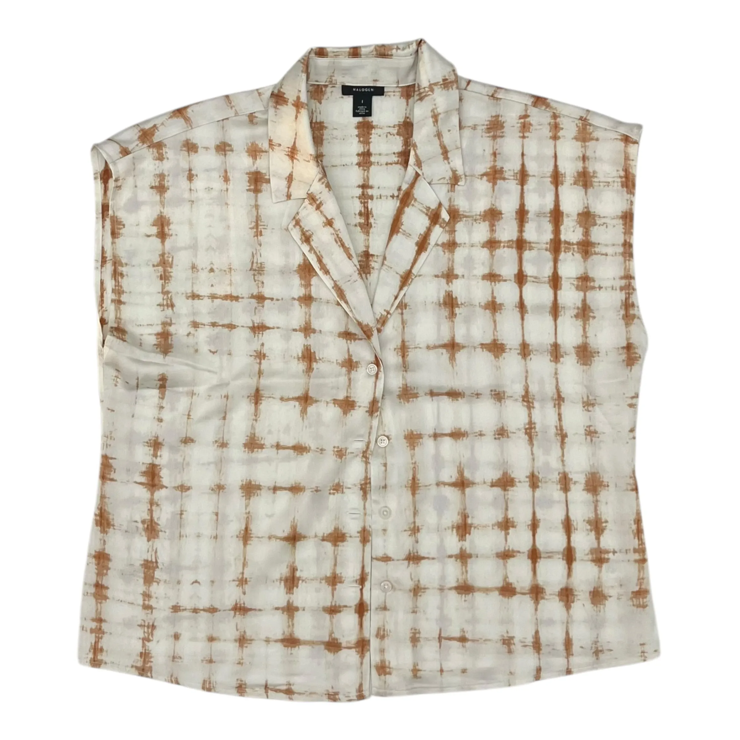 Blouse Ss By Halogen In Brown & Tan, Size:L