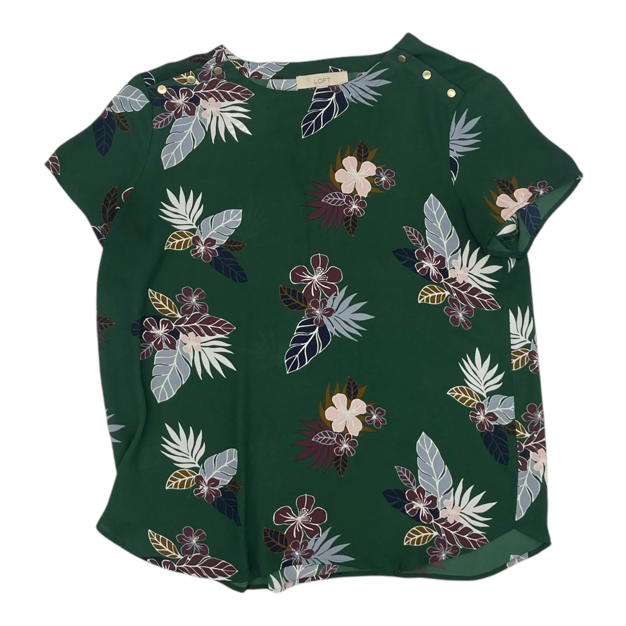 Blouse Ss By Loft In Green, Size:L
