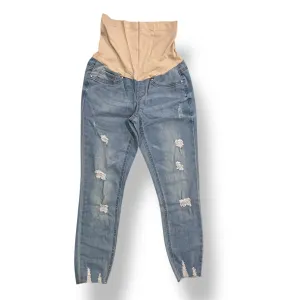 Blue Savvy Size Small Light Blue Distressed Full Panel Maternity Jeans