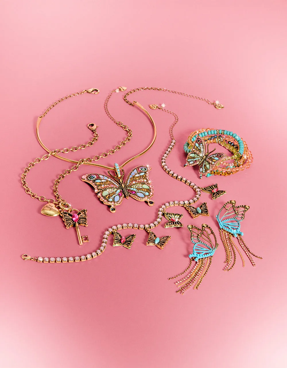 BOHO BUTTERFLY TENNIS FRONTAL NECKLACE MULTI Betsey Johnson