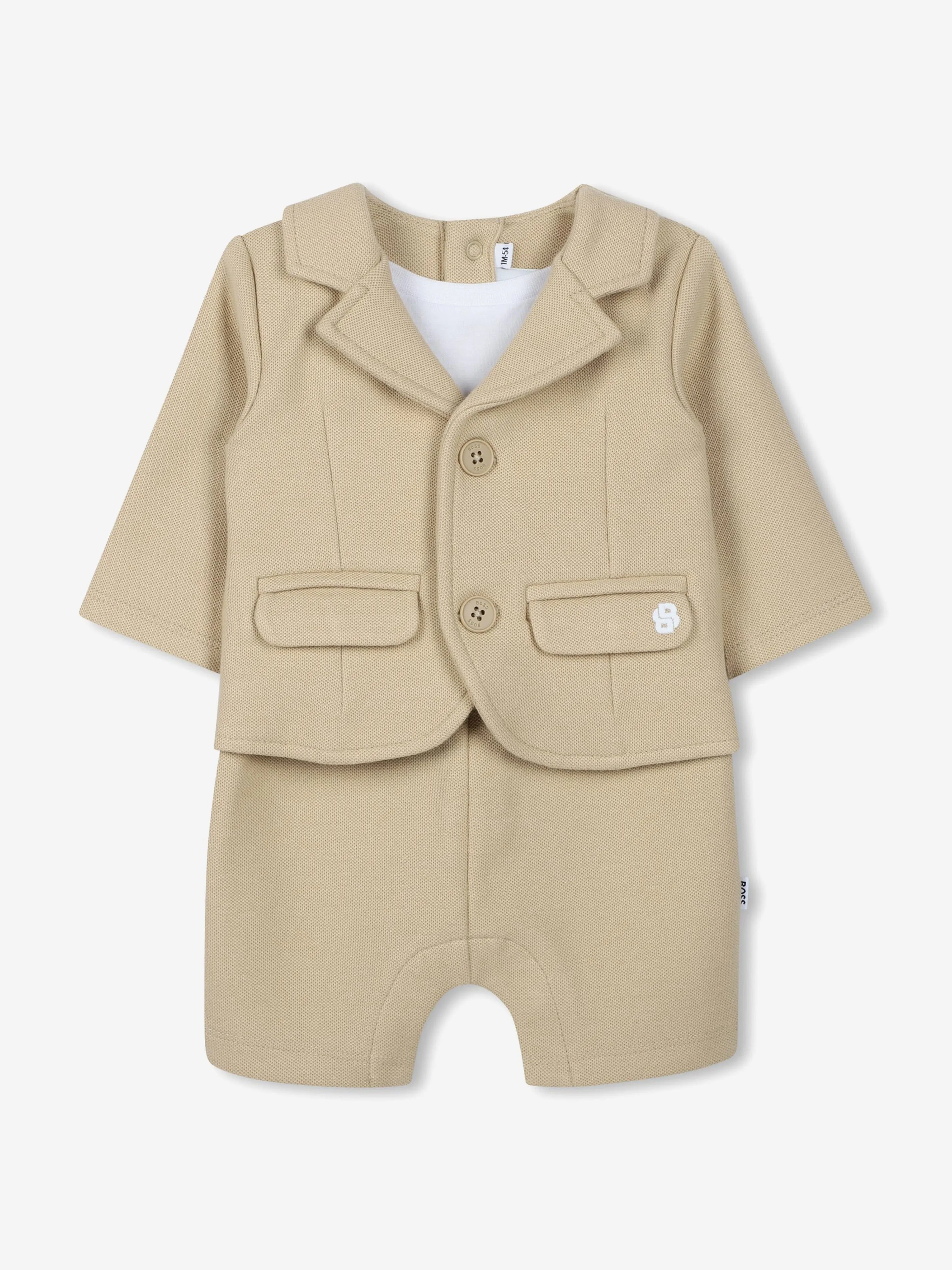 BOSS Baby Boys 3-in-1 Short Suit Coverall in Beige
