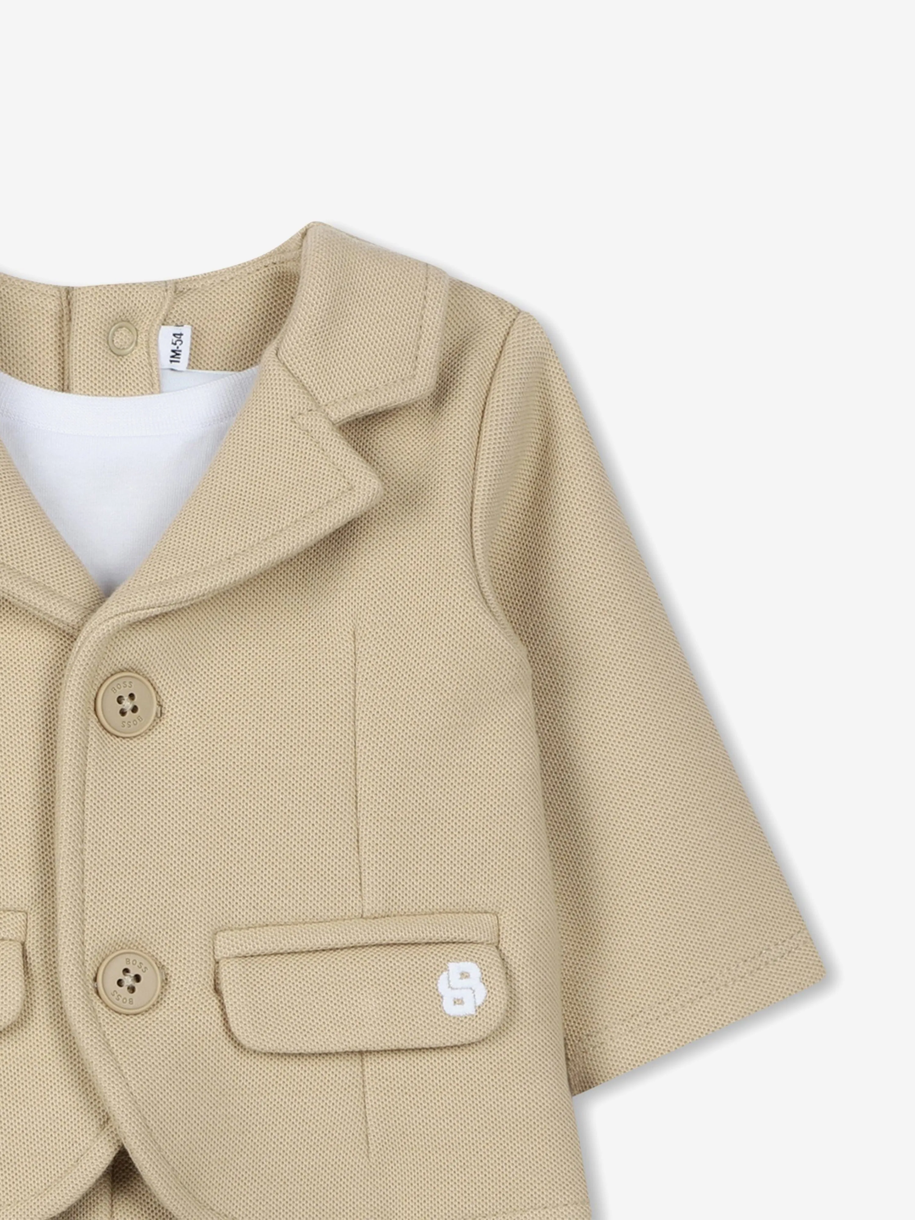 BOSS Baby Boys 3-in-1 Short Suit Coverall in Beige