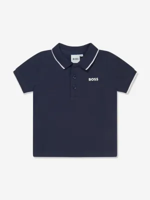 BOSS Baby Boys Logo Polo Shirt in Navy