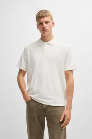 Boss Cotton-toweling polo shirt with mixed-technique logo - Men
