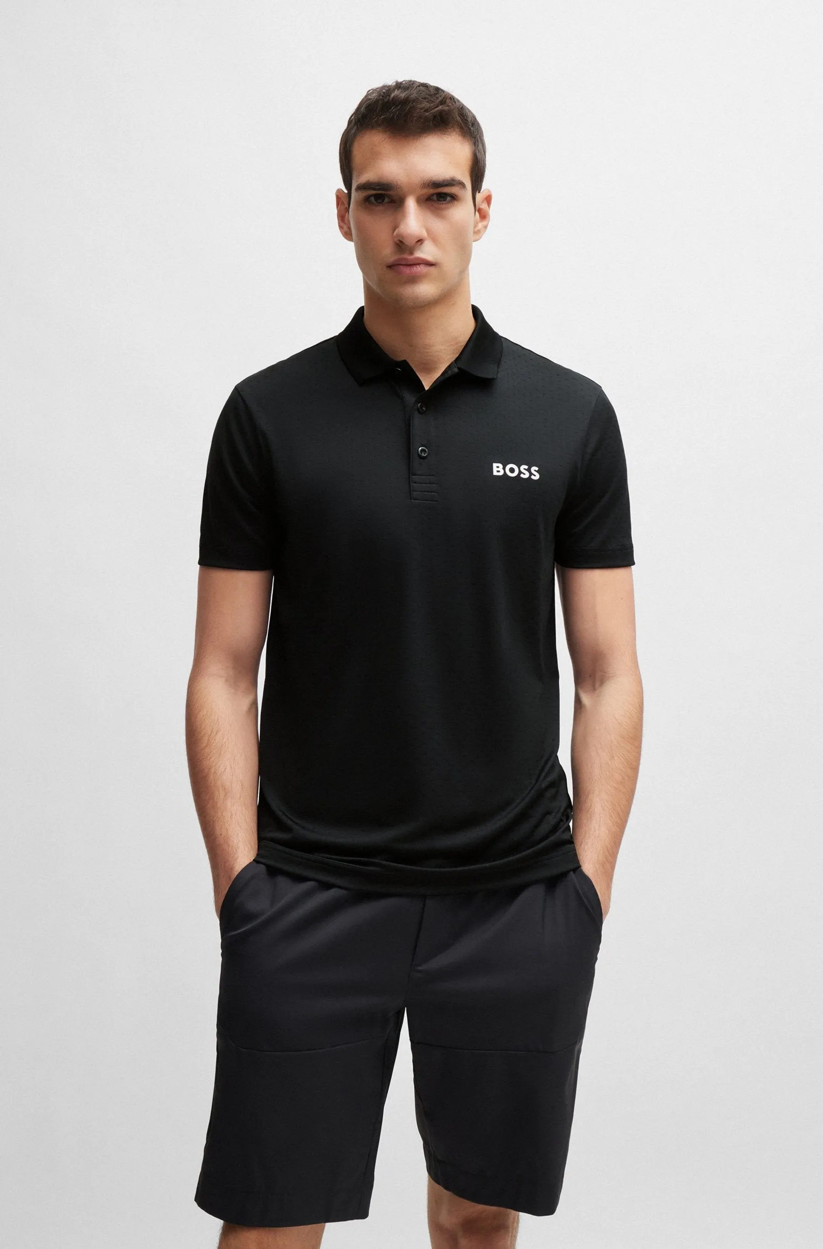 Boss Degrade-Jacquard Polo Shirt With Contrast Logo - Men