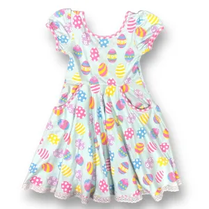 Boutique Girls Size 6/7 Eleanor Rose Easter Print Twirl Dress with Pockets