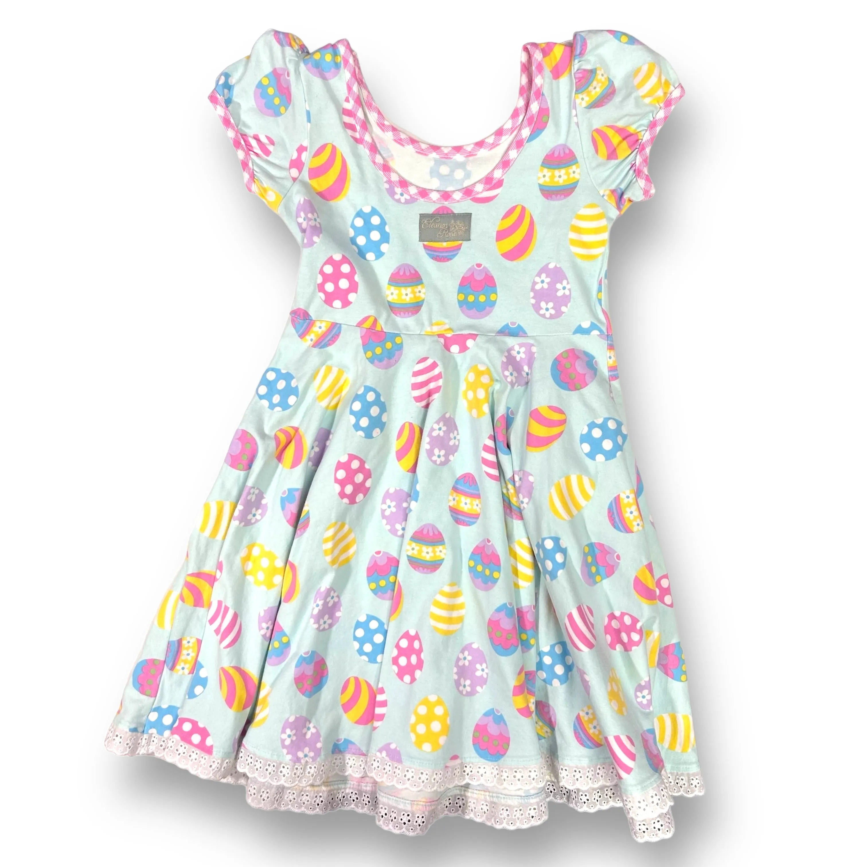 Boutique Girls Size 6/7 Eleanor Rose Easter Print Twirl Dress with Pockets