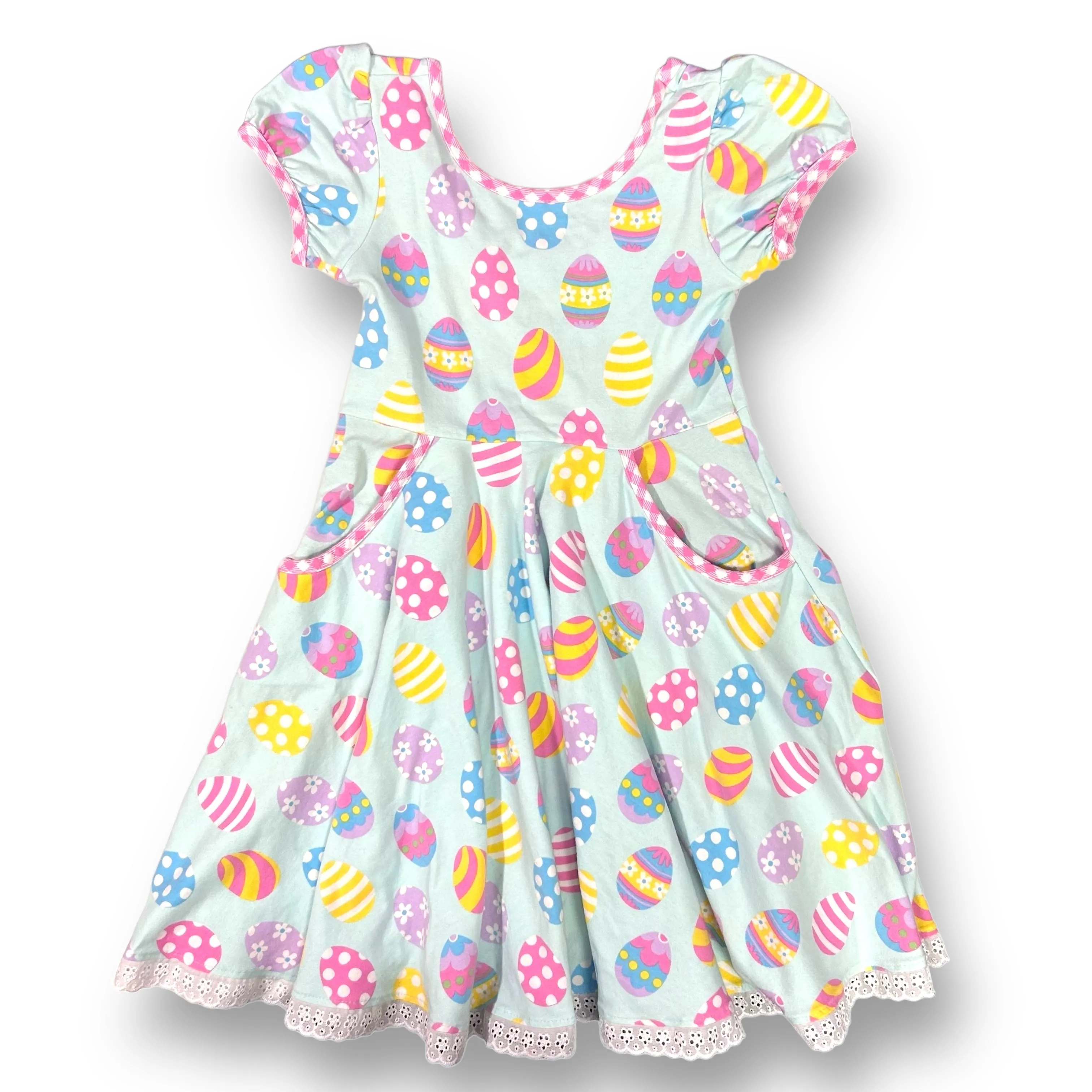 Boutique Girls Size 6/7 Eleanor Rose Easter Print Twirl Dress with Pockets