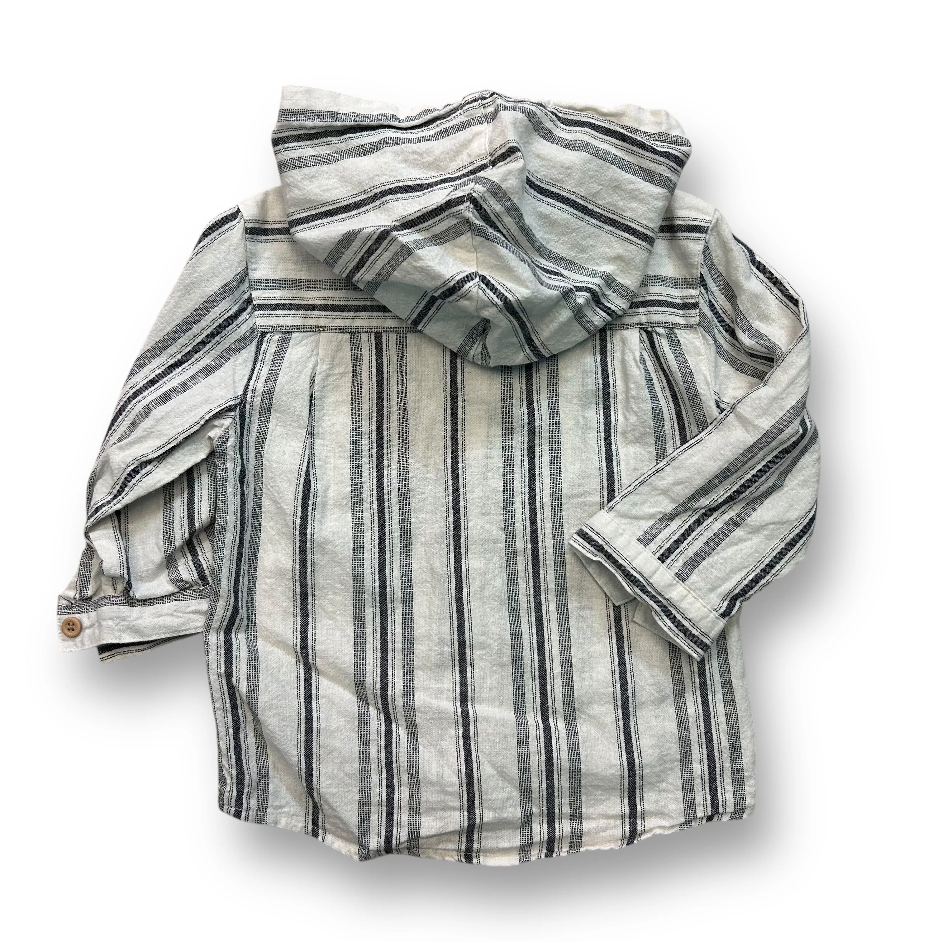 Boys Art Class Size 18 Months Linen Blend Button Down Hooded Shirt