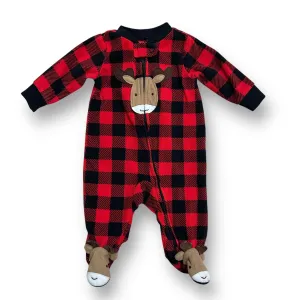 Boys Carter's Size 0-3 Months Buffalo Plaid Moose Zip Footie Romper
