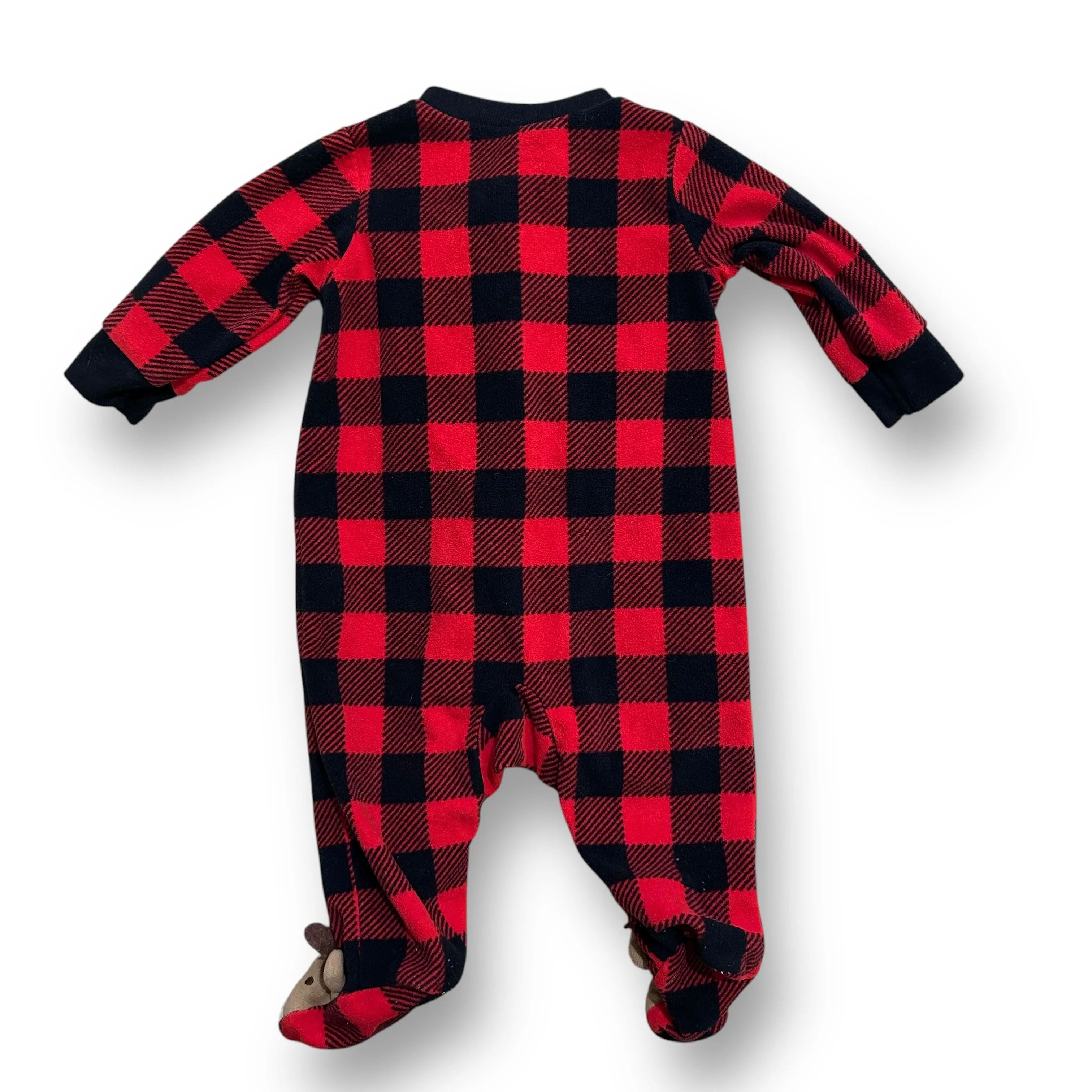 Boys Carter's Size 0-3 Months Buffalo Plaid Moose Zip Footie Romper