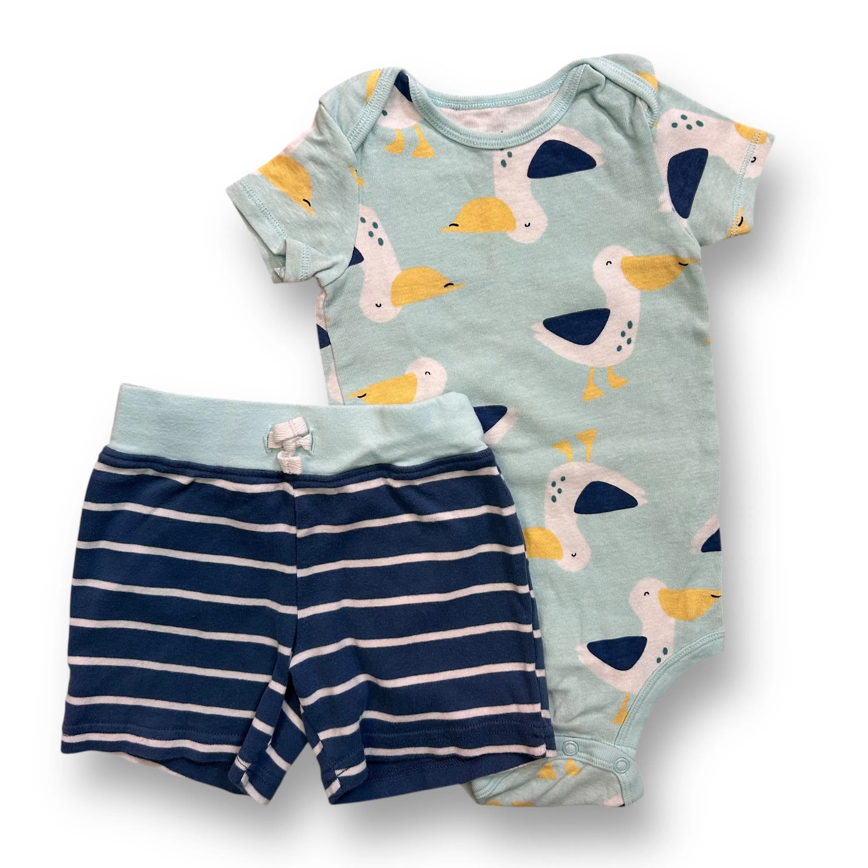 Boys Carter's Size 18 Months Blue Pelican Snap Bottom Tee & Shorts