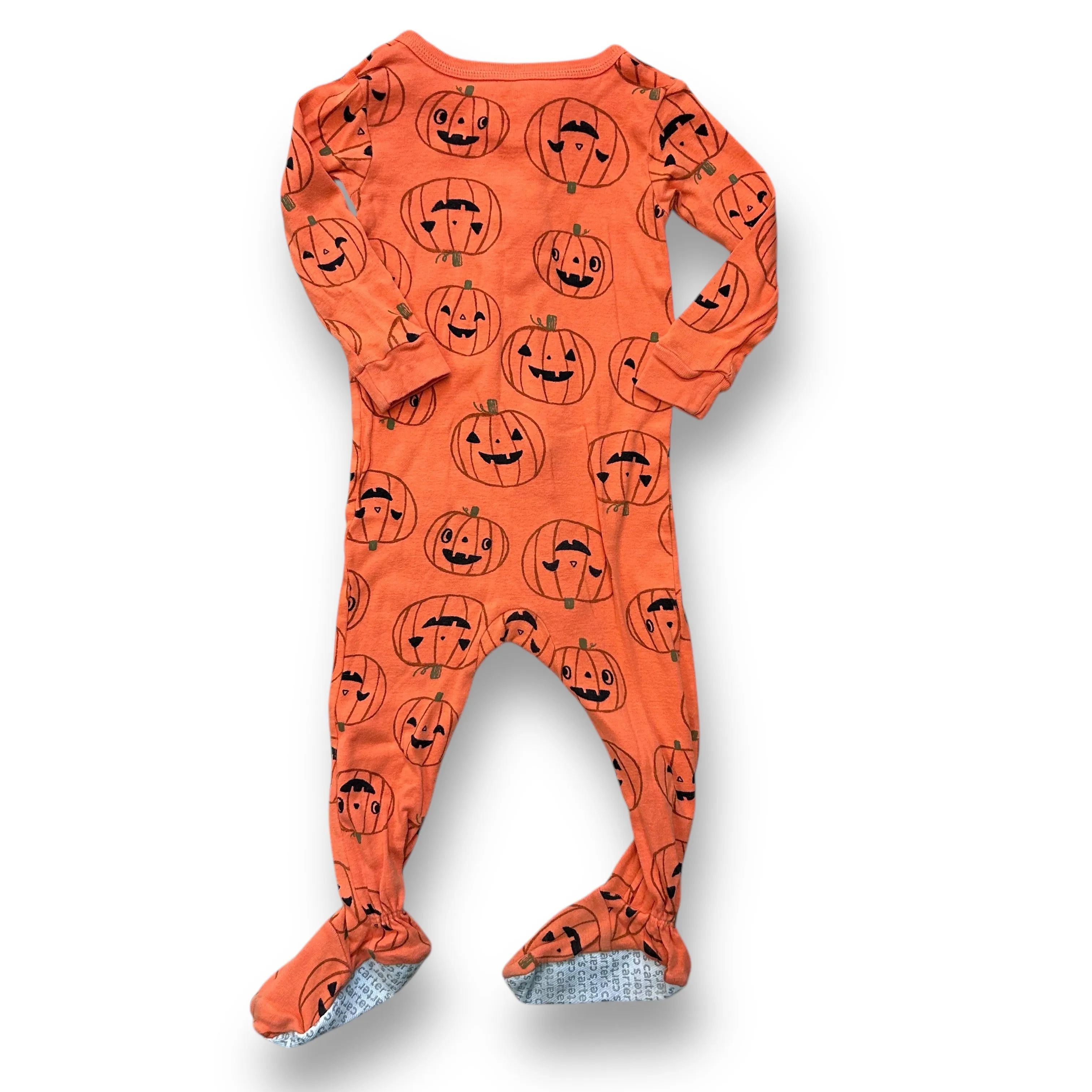 Boys Carter's Size 18 Months Orange Zippered Halloween Footie PJ's